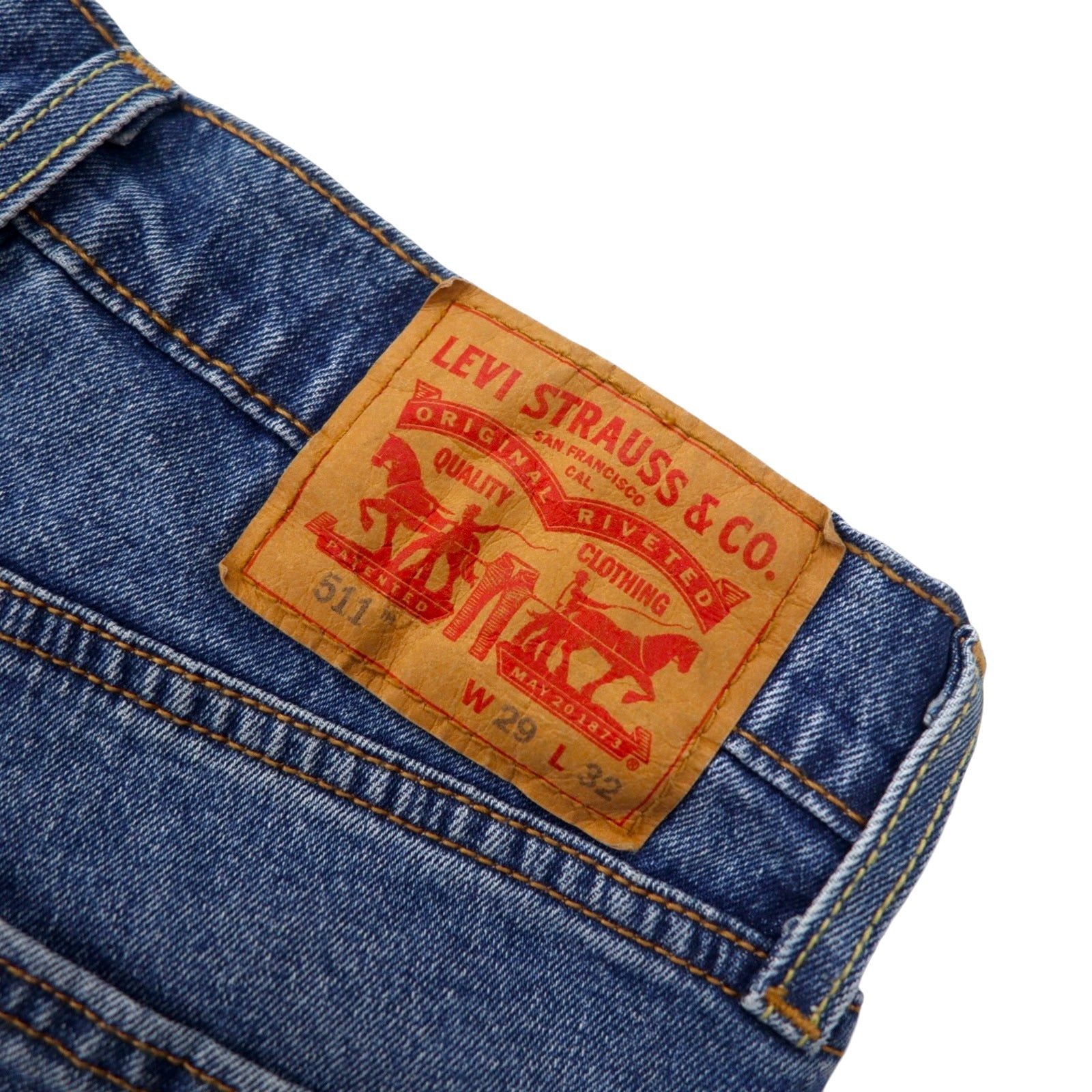 Levi's 511 スリムフィット サイドライン カットオフ デニムパンツ 29 ブルー コットン ジッパーフライ 04511-3327