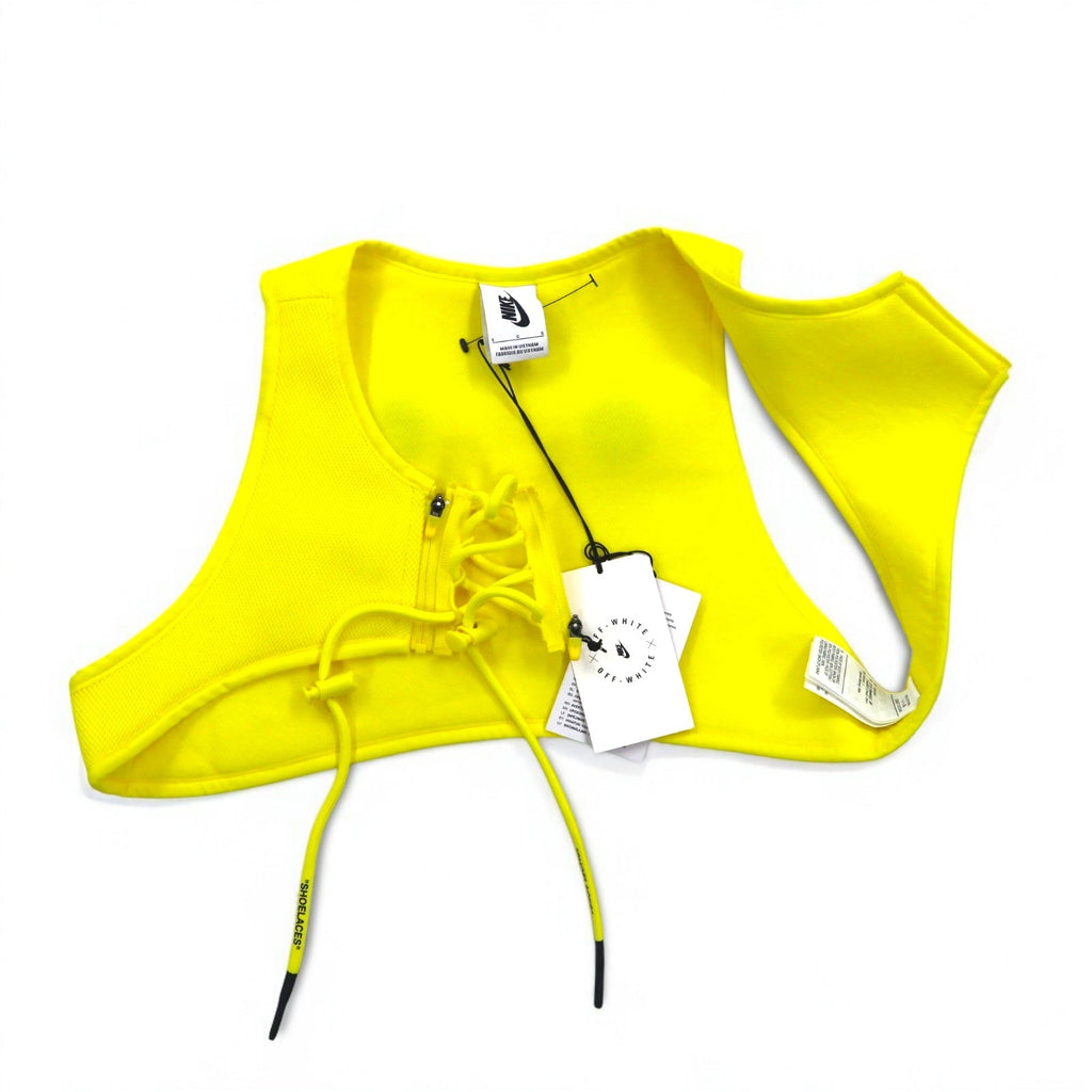 OFF-WHITE × NIKE Gilet utility L giallo poliestere rete BV8054-731 Nuovo con etichette