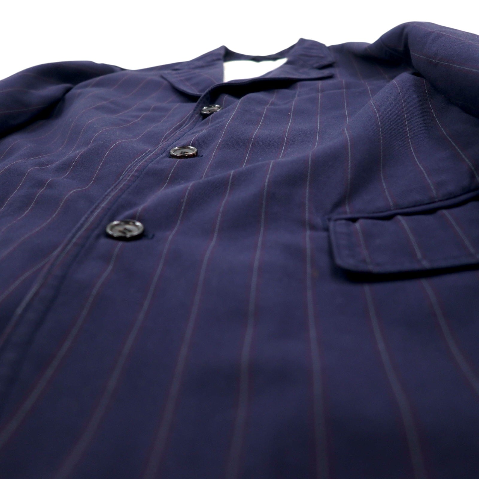 COMME des GARCONS HOMME Giacca sartoriale 3 bottoni M blu navy a righe poliestere cotone HM-J027 Made in Japan