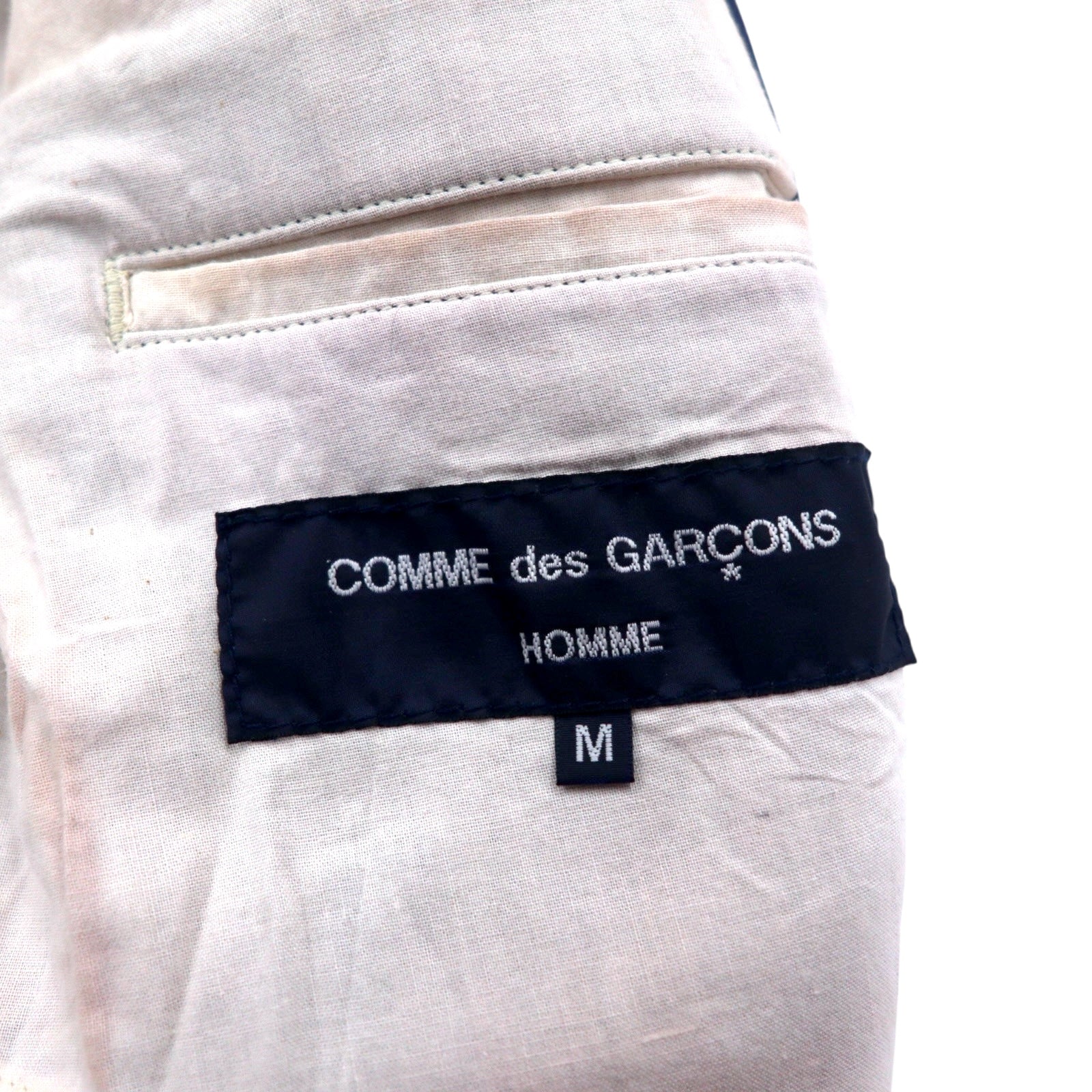 COMME des GARCONS HOMME Giacca sartoriale 3 bottoni M blu navy a righe poliestere cotone HM-J027 Made in Japan