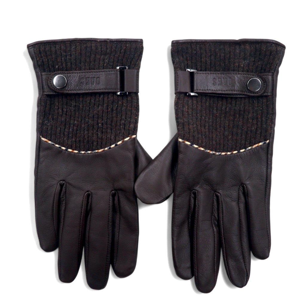 DAKS Guanti in pelle marroni in lana unisex