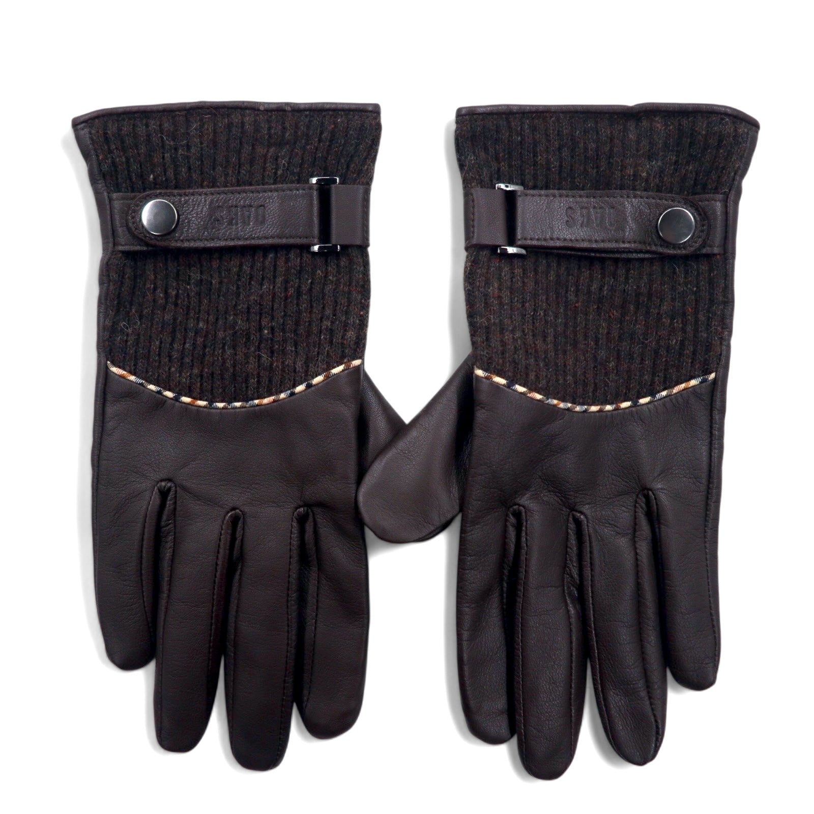 DAKS Guanti in pelle marroni in lana unisex