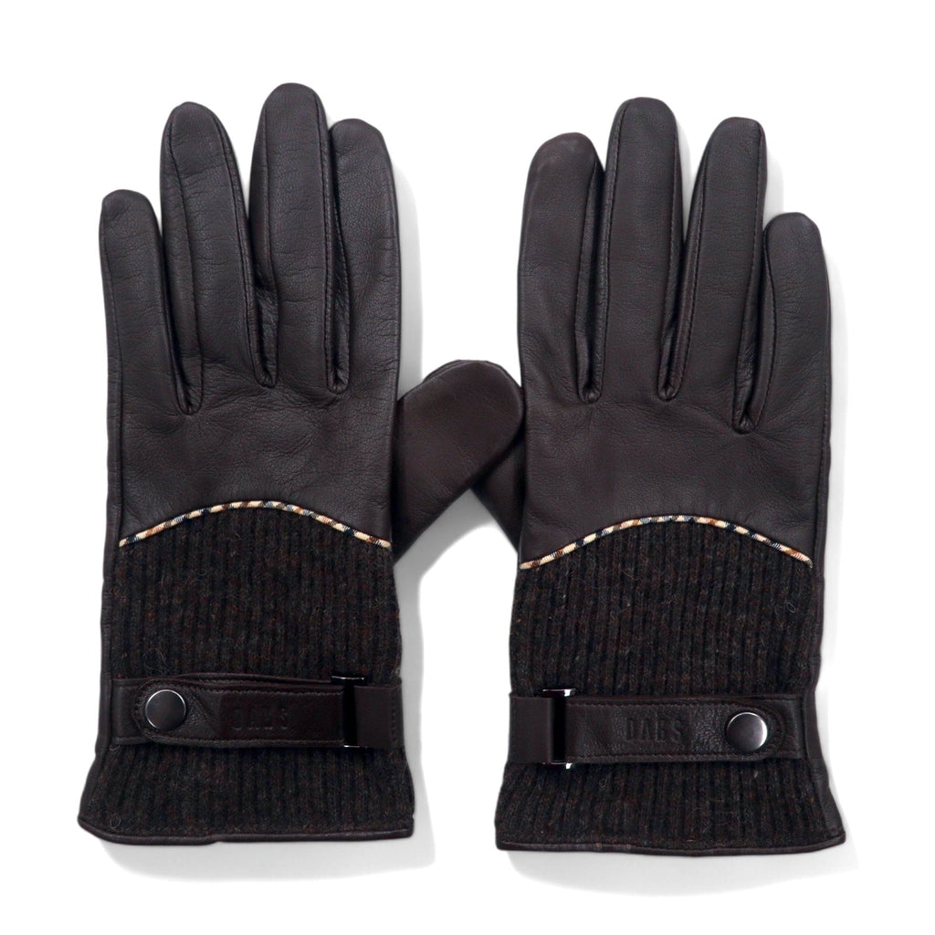 DAKS Guanti in pelle marroni in lana unisex