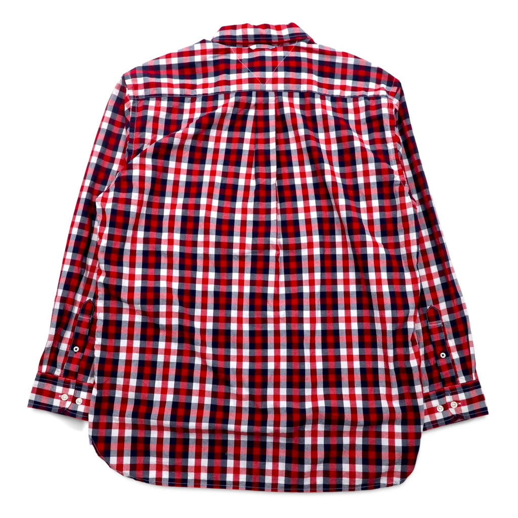 TOMMY HILFIGER Camicia button-down taglia grande L a quadri rossi tricolore in cotone