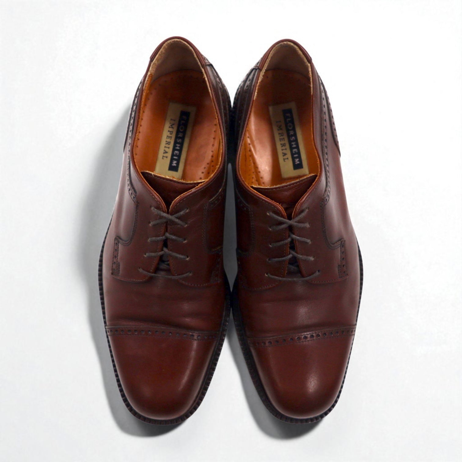 FLORSHEIM - Scarpe eleganti in pelle marrone con puntale, modello Imperial, made in Italy, 27 cm, articolo 93681