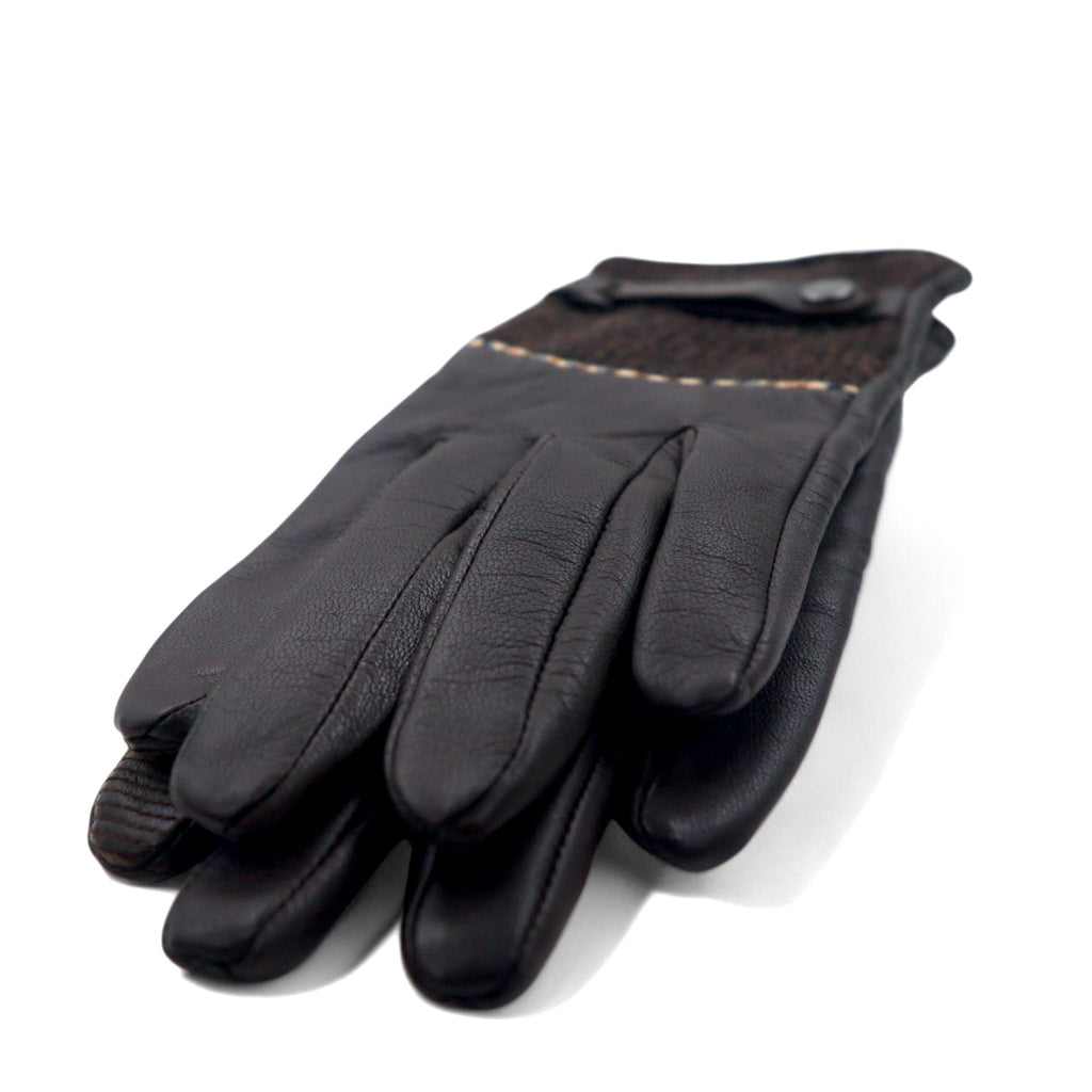 DAKS Guanti in pelle marroni in lana unisex