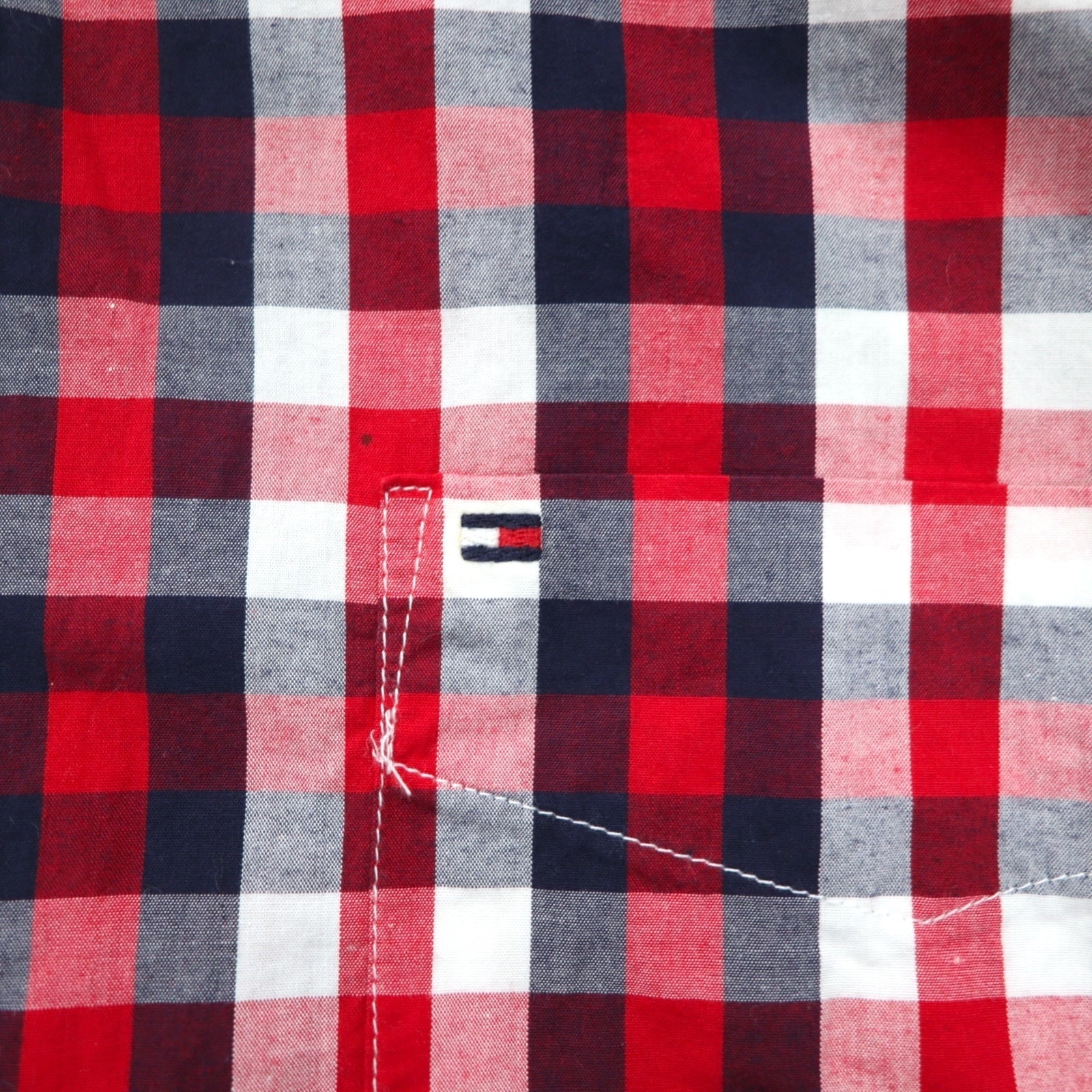TOMMY HILFIGER Camicia button-down taglia grande L a quadri rossi tricolore in cotone