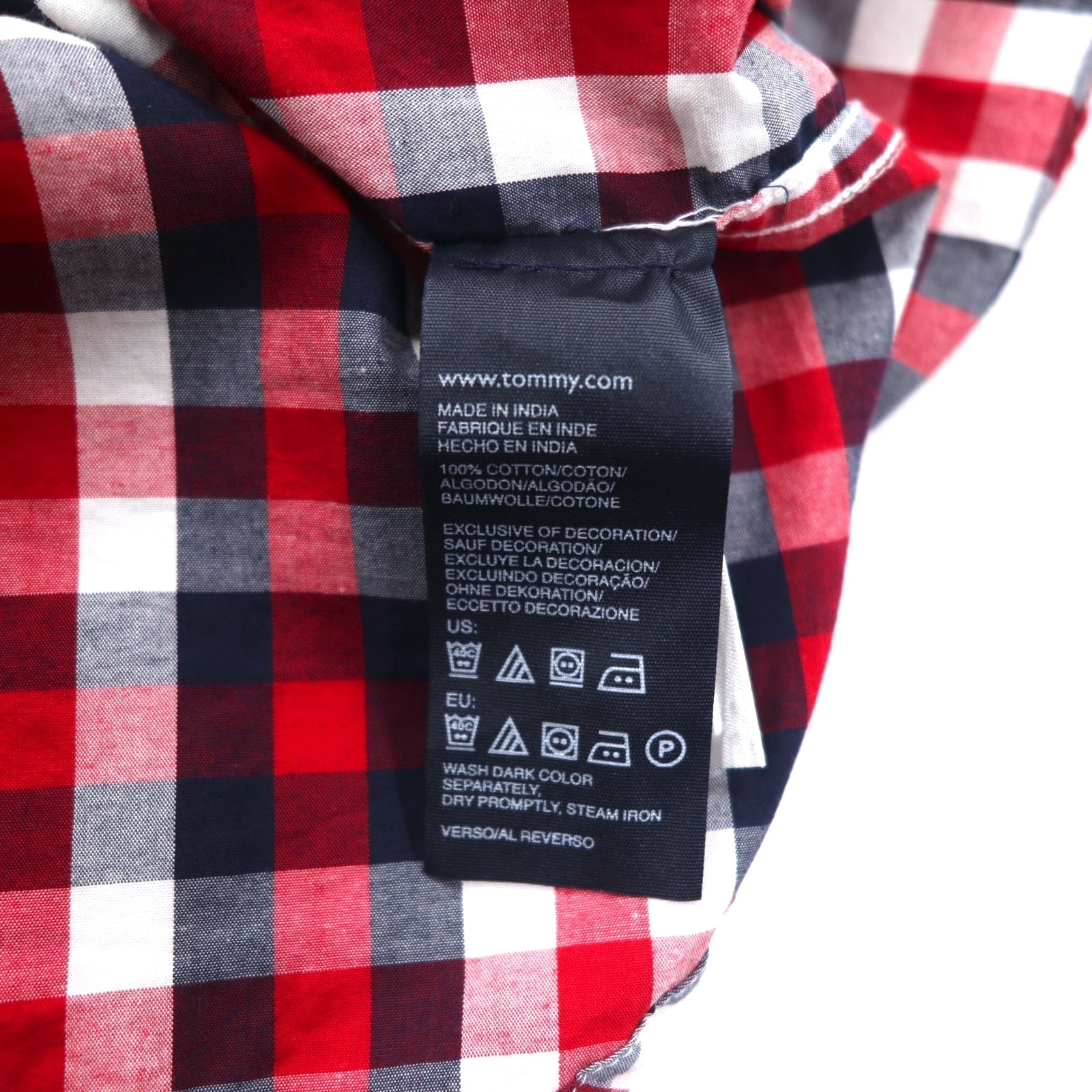 TOMMY HILFIGER Camicia button-down taglia grande L a quadri rossi tricolore in cotone