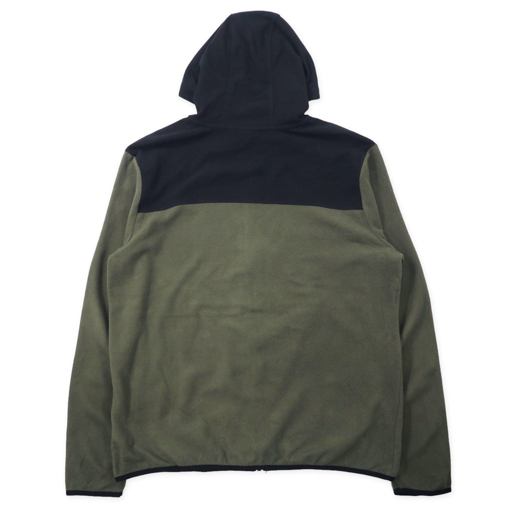 THE NORTH FACE フルジップ フリースジャケット フーディー XL ブラック カーキ ポリエステル ワンポイントロゴ刺繍