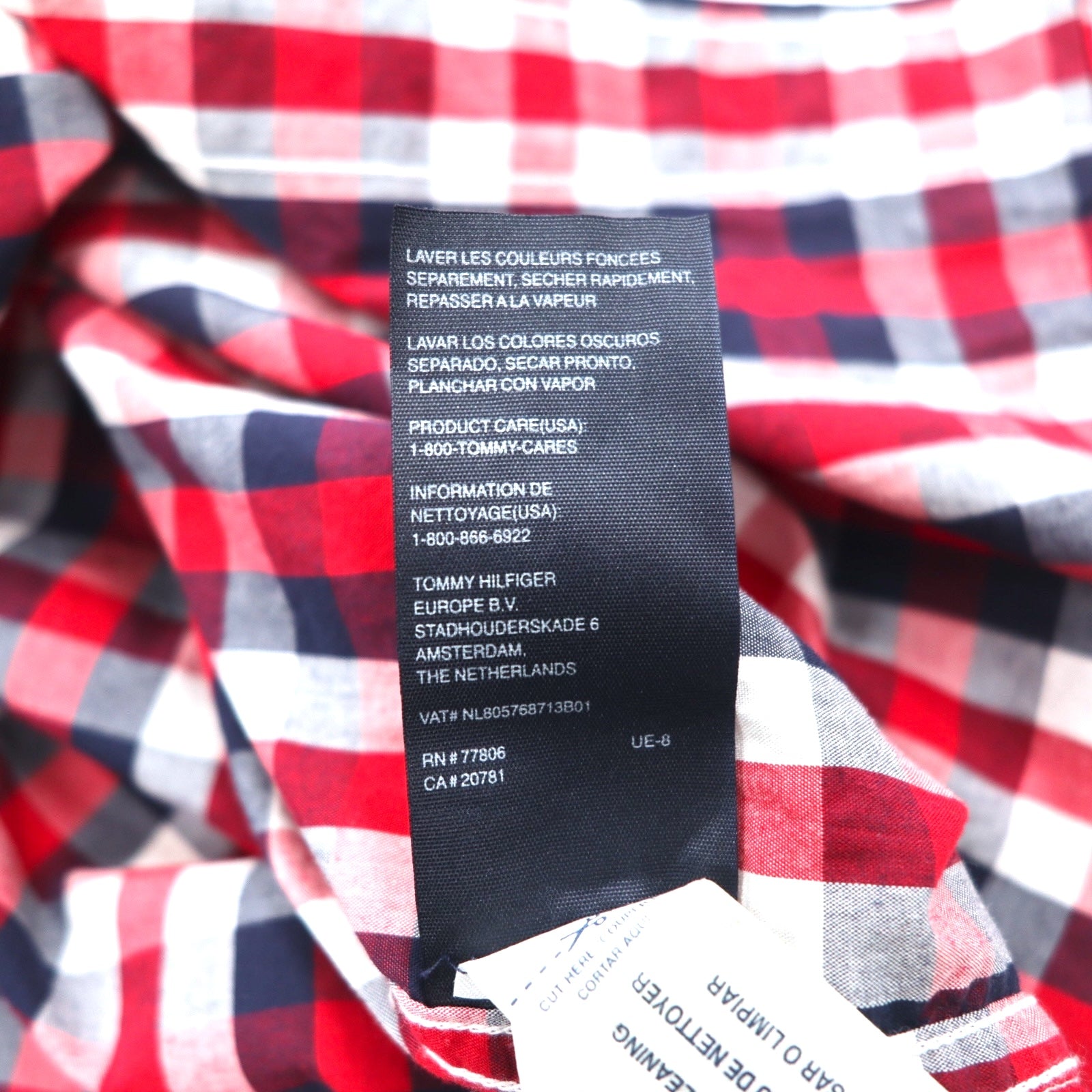 TOMMY HILFIGER Camicia button-down taglia grande L a quadri rossi tricolore in cotone