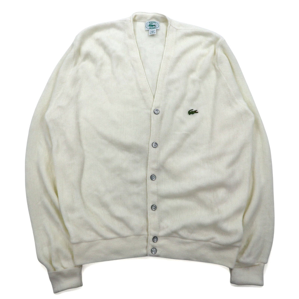 Cardigan IZOD LACOSTE anni '80, Made in USA, in maglia acrilica, taglia M, colore bianco