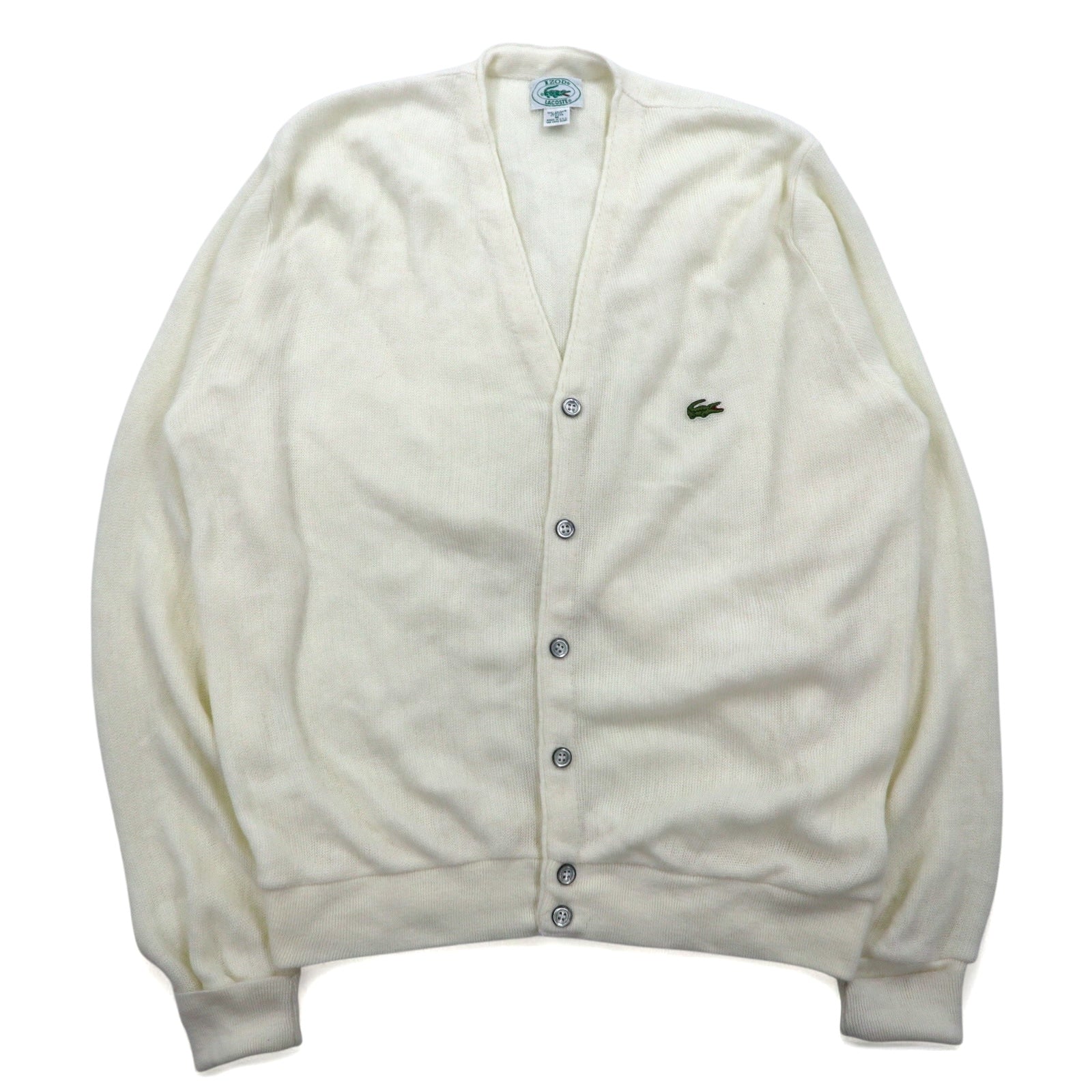 Cardigan IZOD LACOSTE anni '80, Made in USA, in maglia acrilica, taglia M, colore bianco
