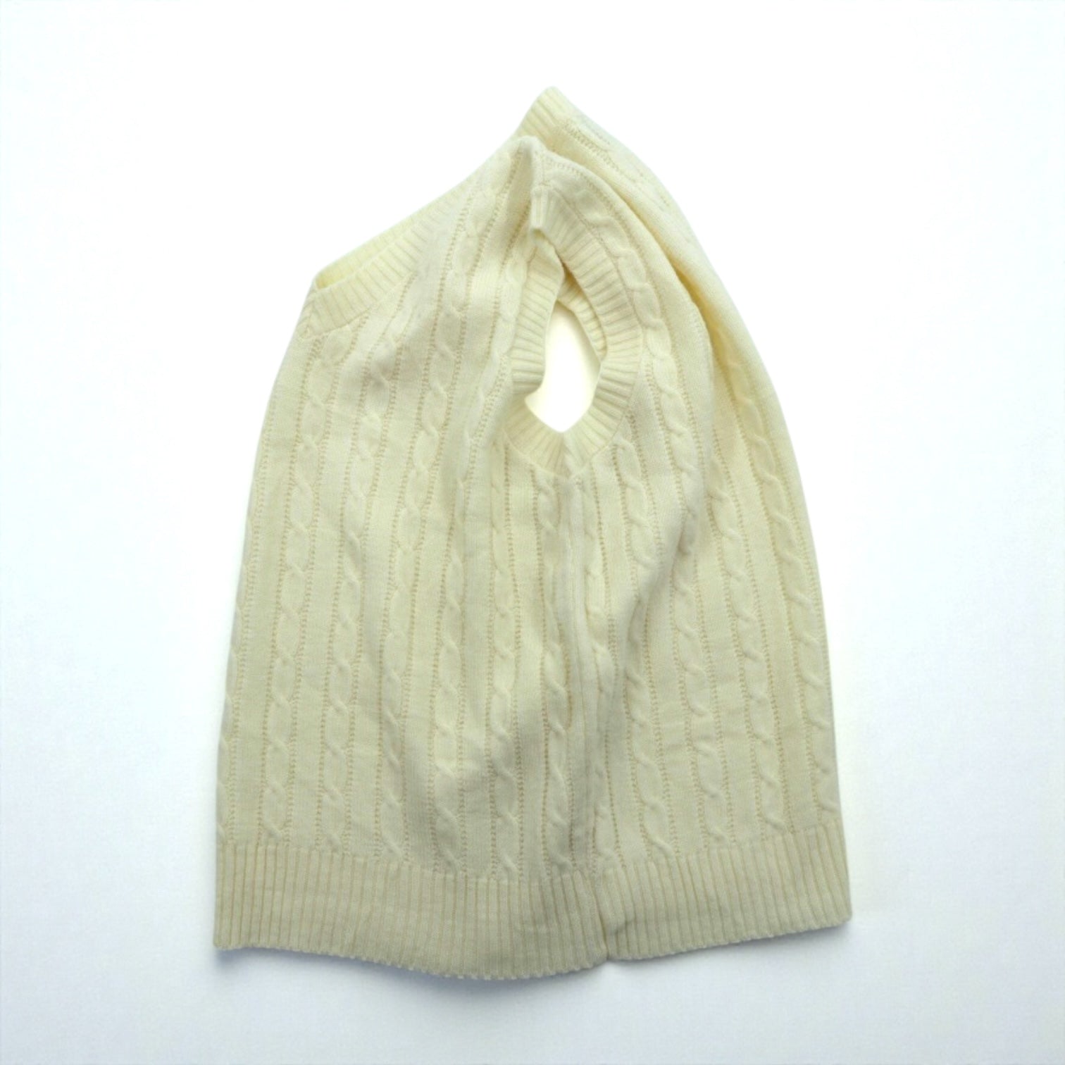 90s USA Vintage Fisherman Knit Vest JANTZEN アランニット ベスト XL ホワイト フィッシャーマン ケーブル編み 90年代 USA製