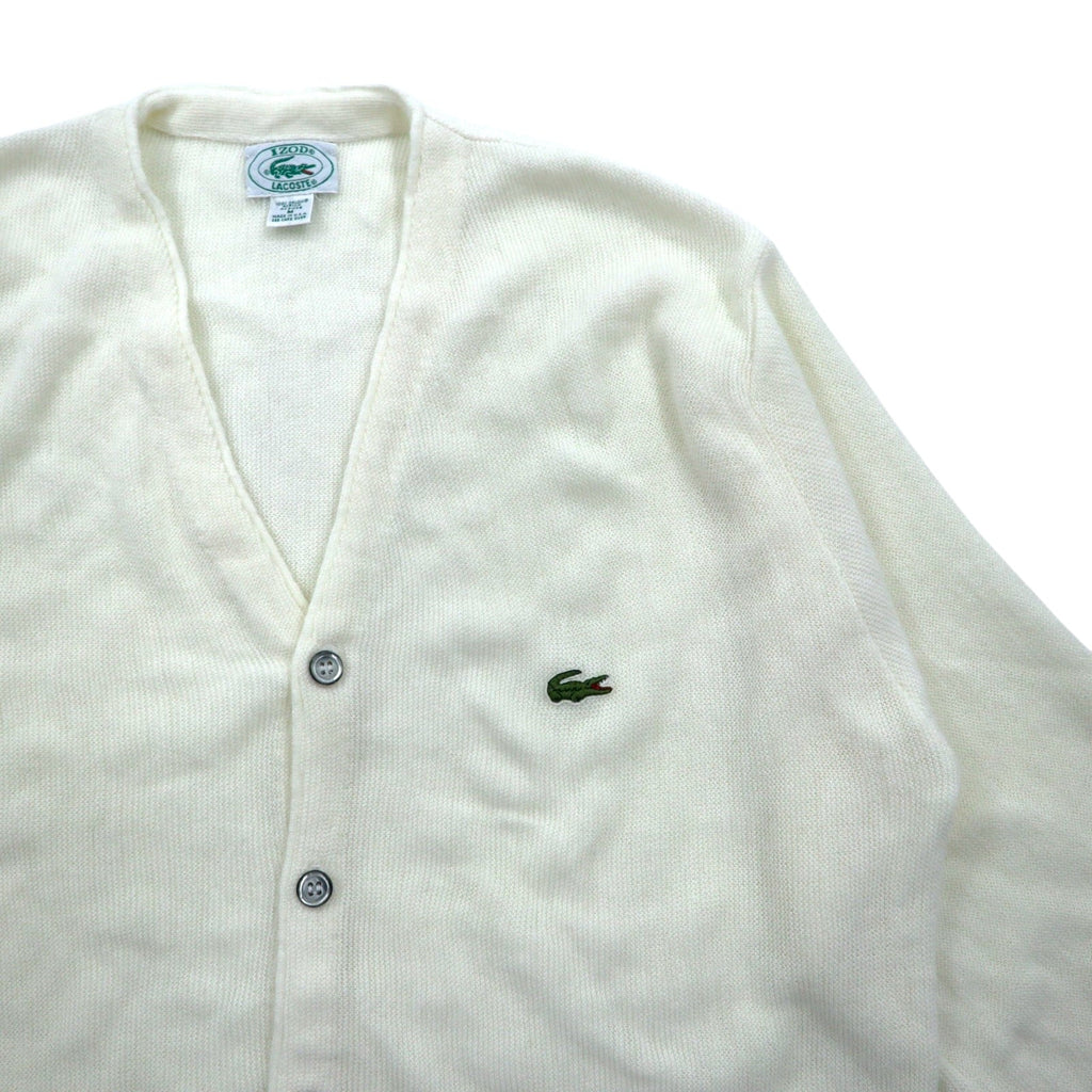 Cardigan IZOD LACOSTE anni '80, Made in USA, in maglia acrilica, taglia M, colore bianco