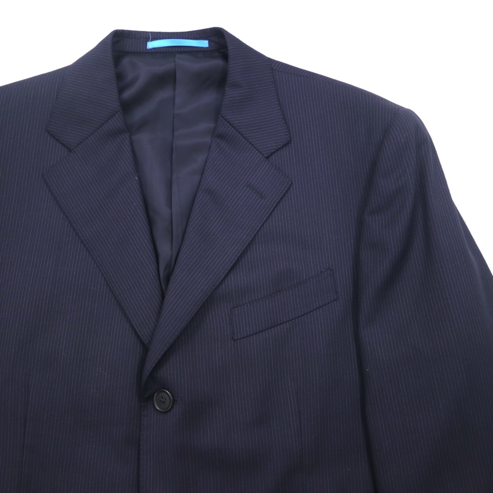 LANVIN en Bleu 3B スーツ セットアップ L ネイビー ストライプ ウール 日本製