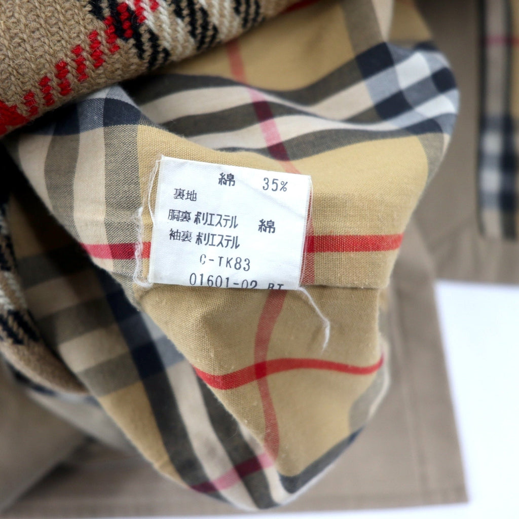 Burberrys Impermeabile a collo a scialle, cappotto Balmacaan 170 beige, cotone, fodera rimovibile a quadri scozzesi, abbottonatura nascosta, old, made in Japan