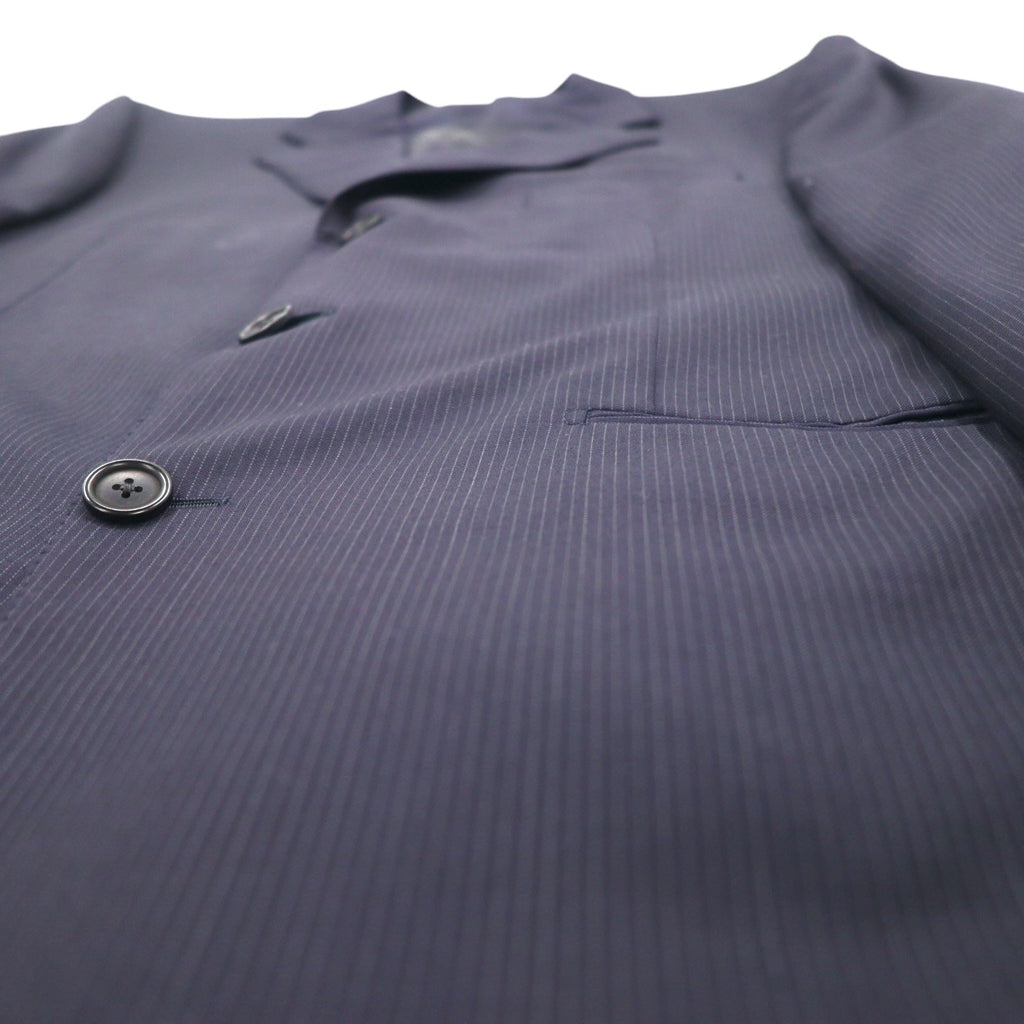LANVIN en Bleu 3B スーツ セットアップ L ネイビー ストライプ ウール 日本製