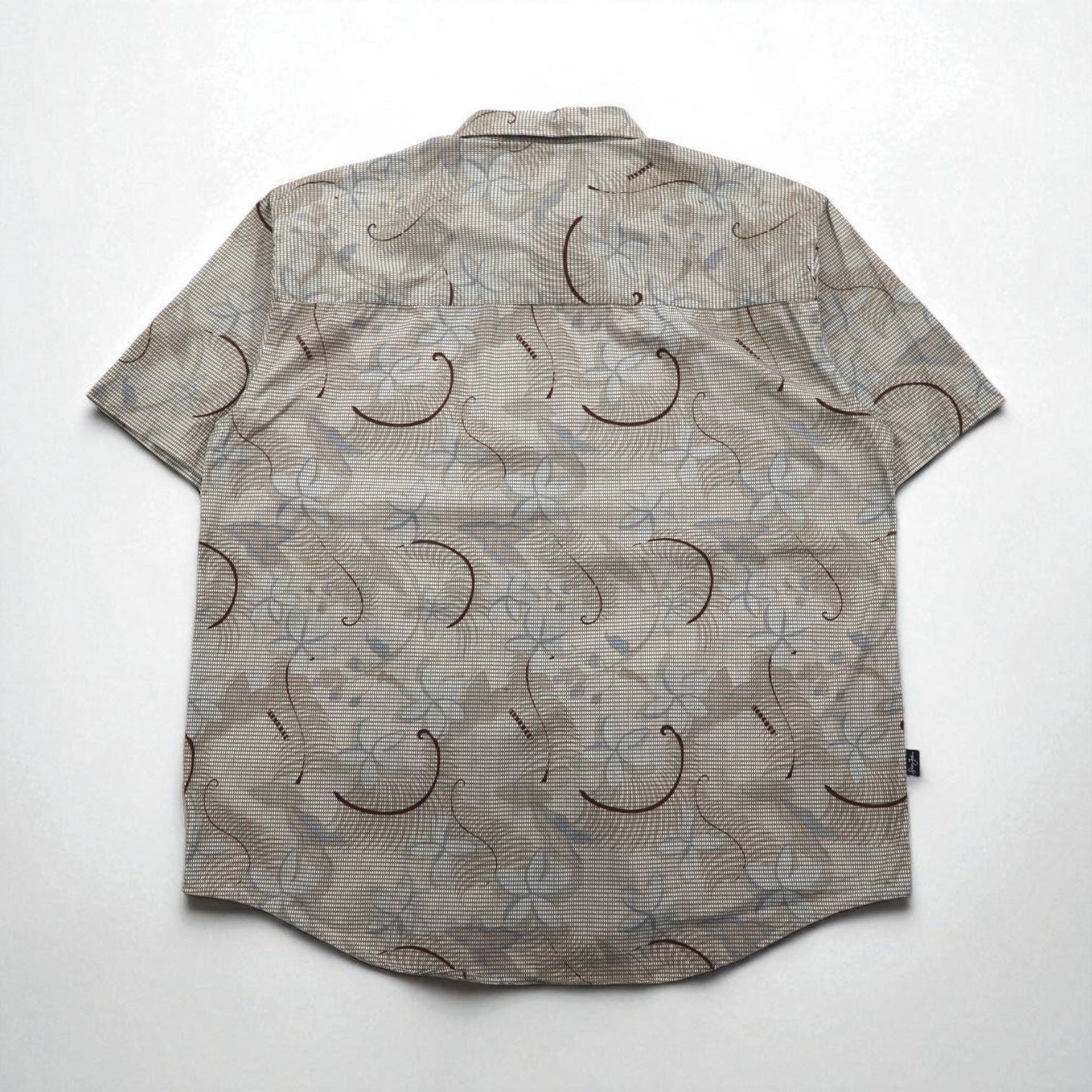 Sean John 00年代 総柄 ビッグサイズ 半袖シャツ 2XL ベージュ コットン チェック 胸ポケット