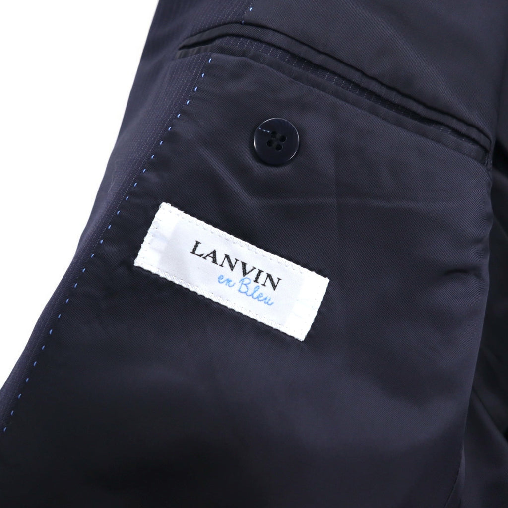 LANVIN en Bleu 3B スーツ セットアップ L ネイビー ストライプ ウール 日本製