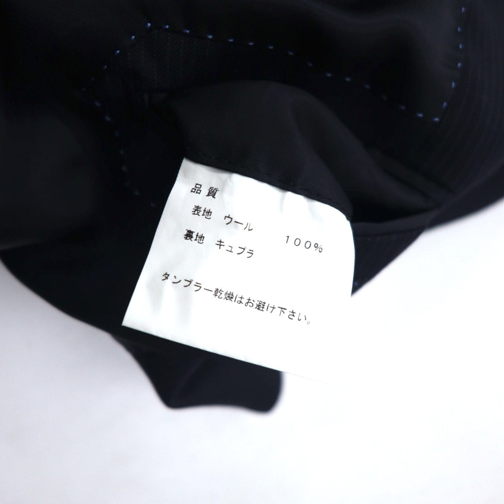 LANVIN en Bleu 3B スーツ セットアップ L ネイビー ストライプ ウール 日本製