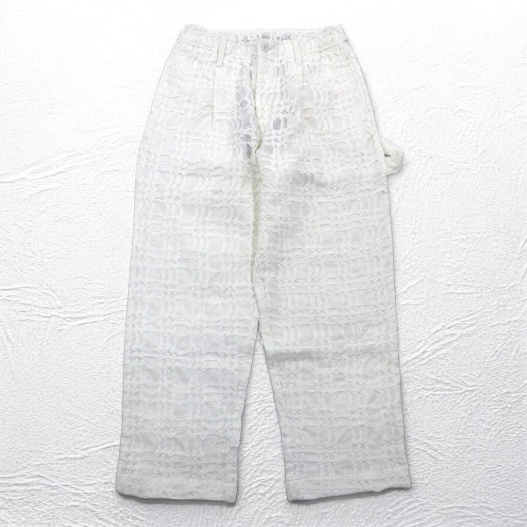 Leh 24AW Smoking in cotone Pantaloni affusolati a pieghe Smocking One Tuck Slacks Painter M Bianchi Ricamati 1033