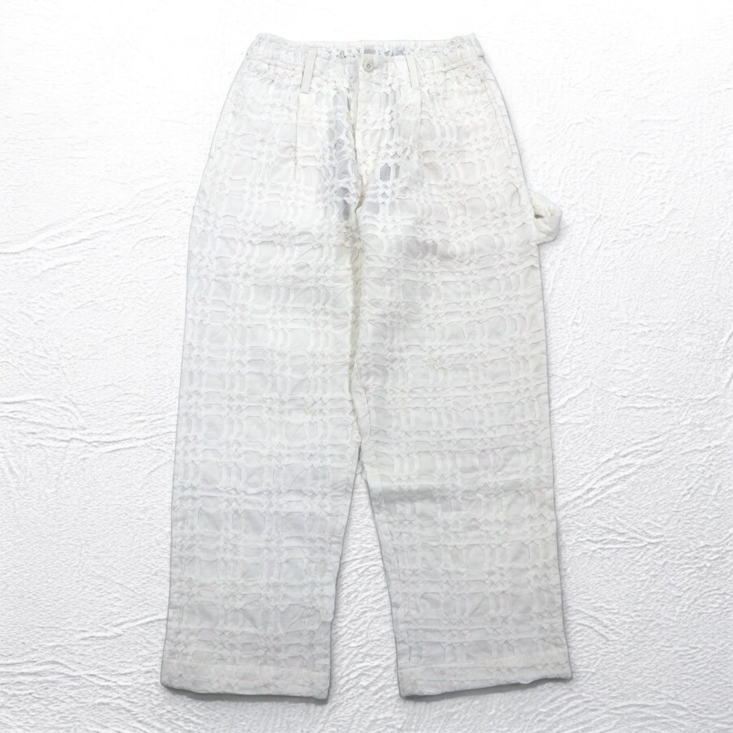 Leh 24AW Smoking in cotone Pantaloni affusolati a pieghe Smocking One Tuck Slacks Painter M Bianchi Ricamati 1033