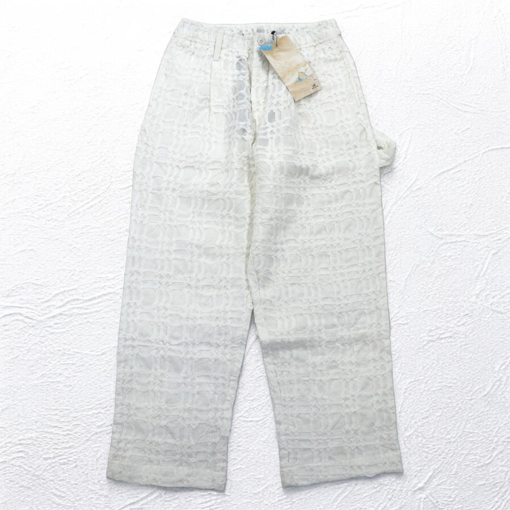 Leh 24AW Smoking in cotone Pantaloni affusolati a pieghe Smocking One Tuck Slacks Painter M Bianchi Ricamati 1033