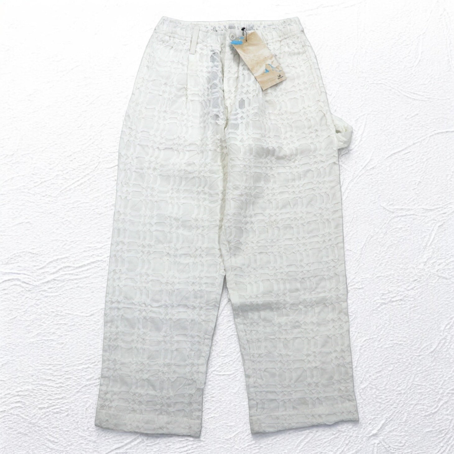 Leh 24AW Smoking in cotone Pantaloni affusolati a pieghe Smocking One Tuck Slacks Painter M Bianchi Ricamati 1033