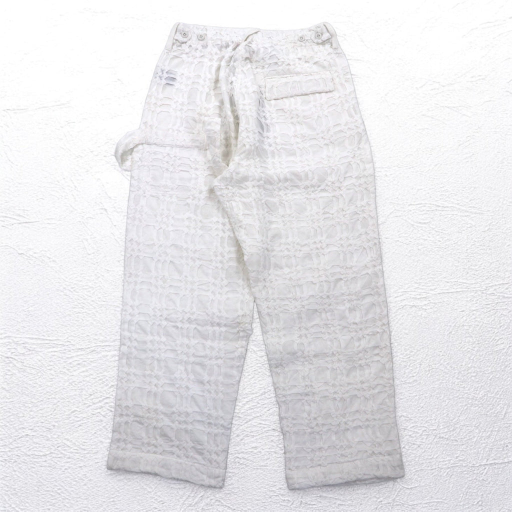 Leh 24AW Smoking in cotone Pantaloni affusolati a pieghe Smocking One Tuck Slacks Painter M Bianchi Ricamati 1033
