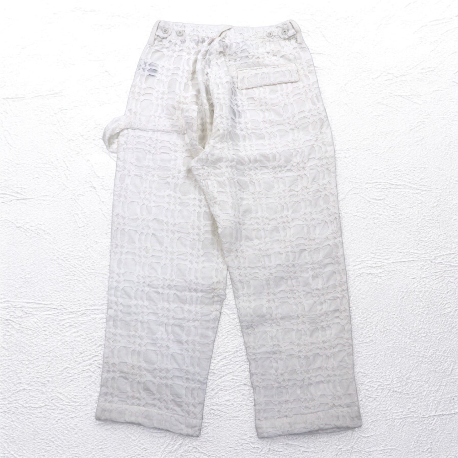 Leh 24AW Smoking in cotone Pantaloni affusolati a pieghe Smocking One Tuck Slacks Painter M Bianchi Ricamati 1033