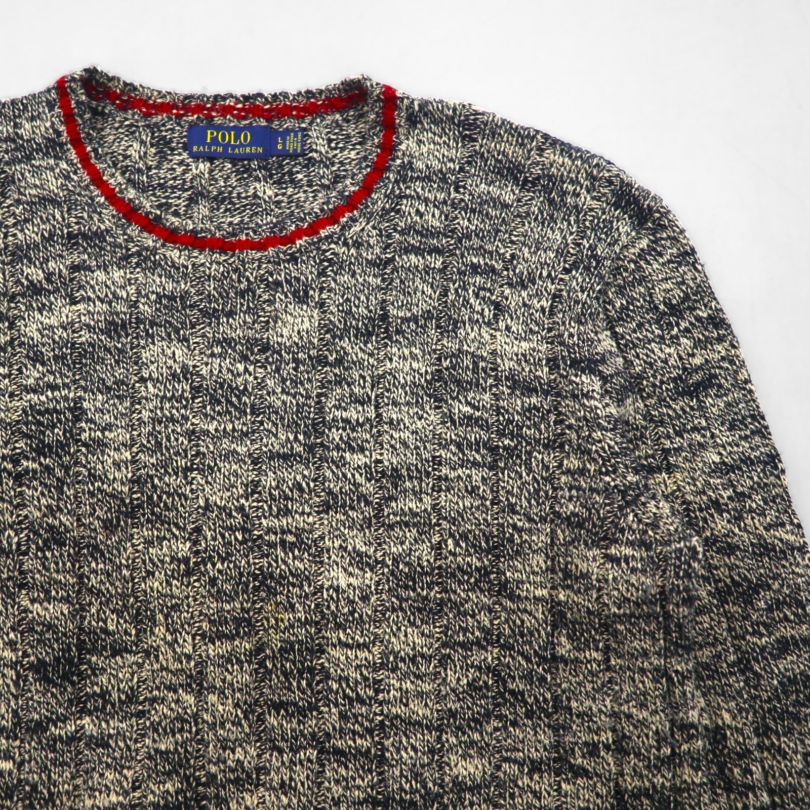 Polo Ralph Lauren ローゲージ ニット クルーネック セーター L ミックス グレー コットン