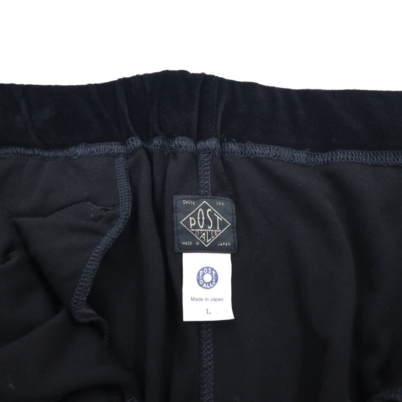 POST O'ALLS E-Z TOP Pantaloni Velour Easy L Nero 3602-V3 Made in Japan