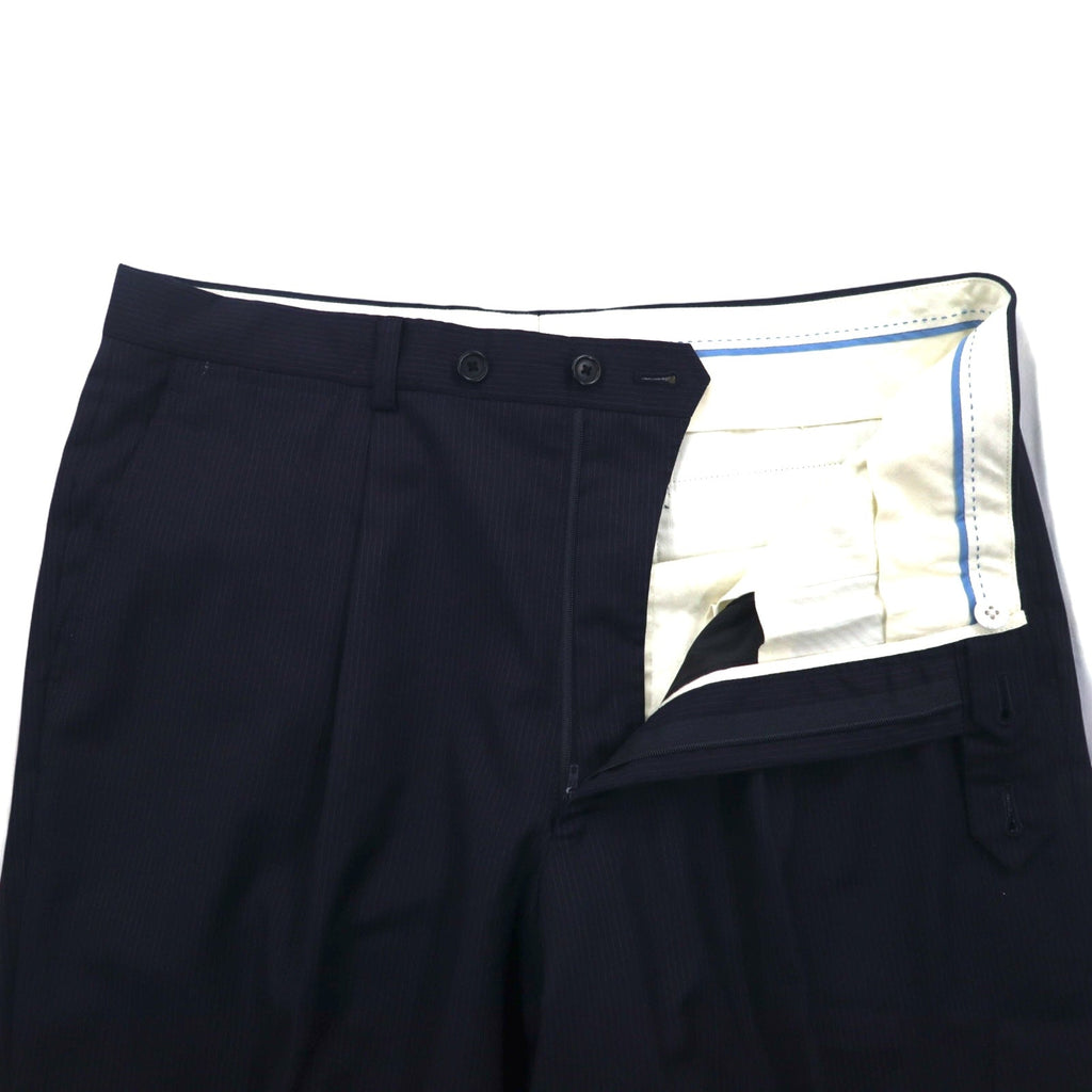 LANVIN en Bleu 3B スーツ セットアップ L ネイビー ストライプ ウール 日本製