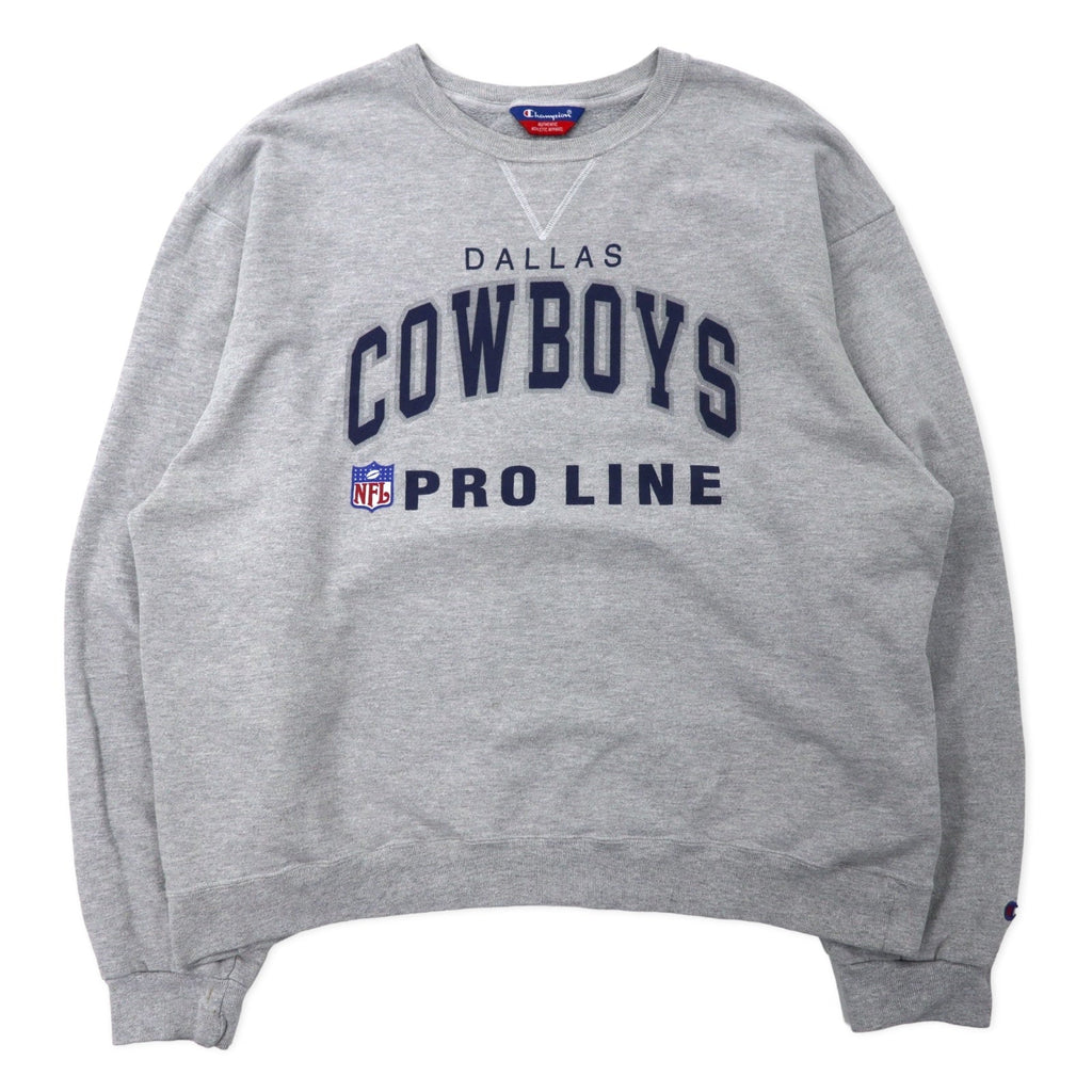 Champion Felpa stampata da calcio XL Grigia Cotone NFL DALLAS COWBOYS scollo a V grande taglia
