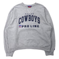 Champion Felpa stampata da calcio XL Grigia Cotone NFL DALLAS COWBOYS scollo a V grande taglia