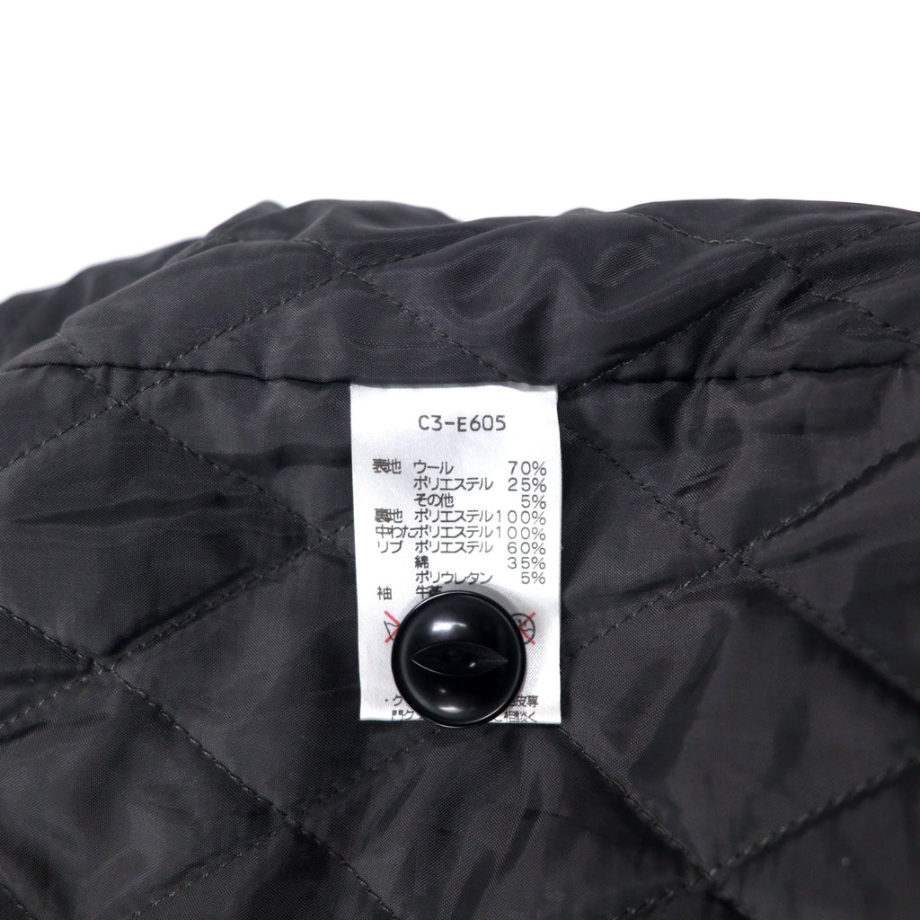 Giacca Champion Rochester Award con maniche in pelle, stile college, bottoni a pressione, taglia L, grigio, in lana e pelle bovina, fodera trapuntata, riproduzione dell'etichetta del periodo, modello ROCHESTER AWARD JACKET C3-J605