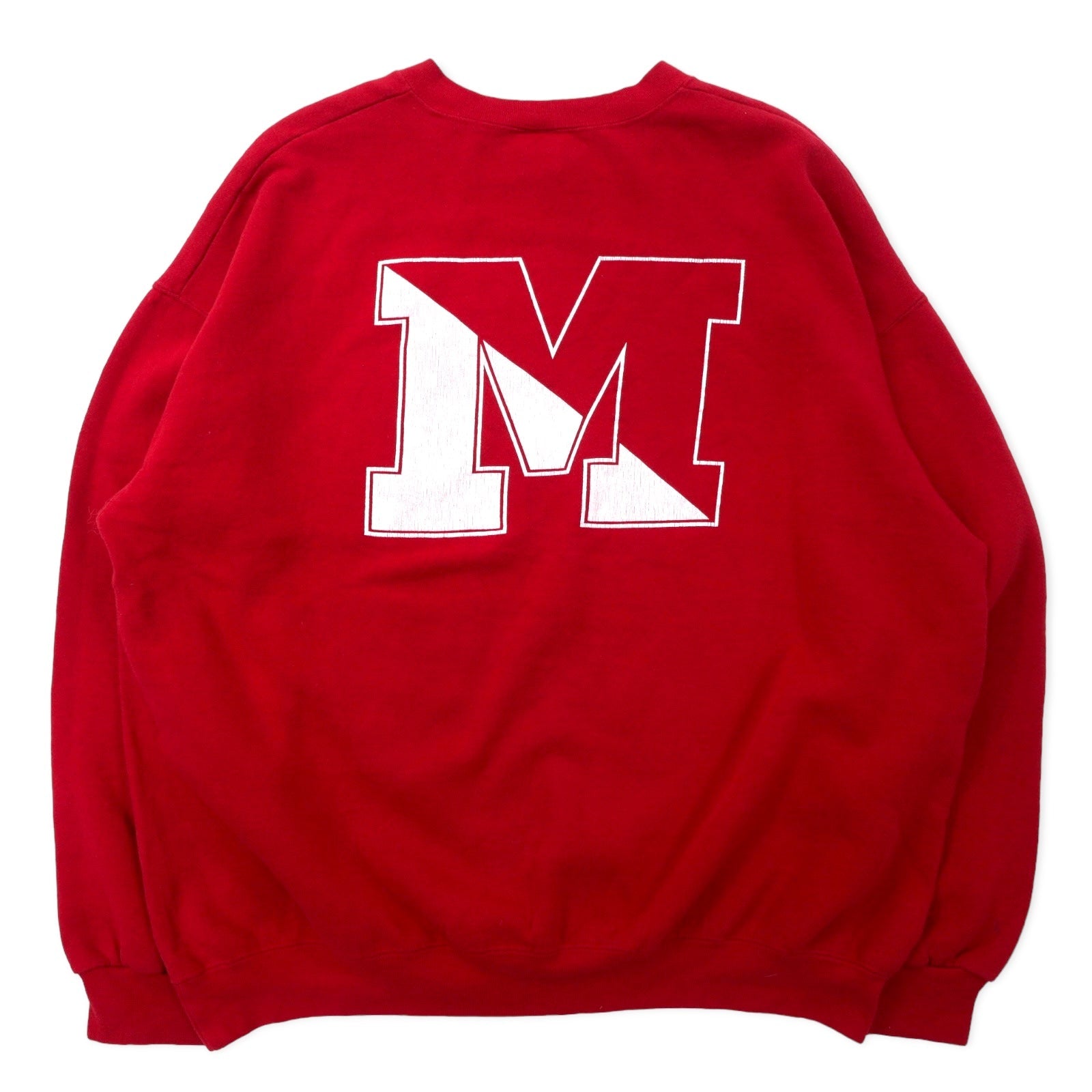 Felpa stampata Lee College XL, rossa, cotone pesante, stampa sul retro, EWS, made in Honduras