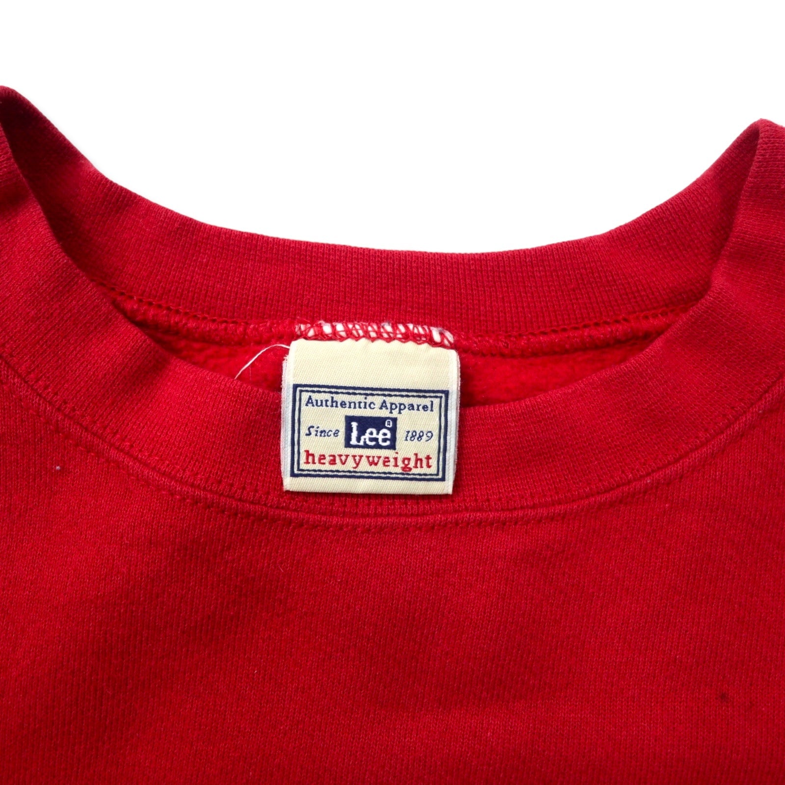 Felpa stampata Lee College XL, rossa, cotone pesante, stampa sul retro, EWS, made in Honduras