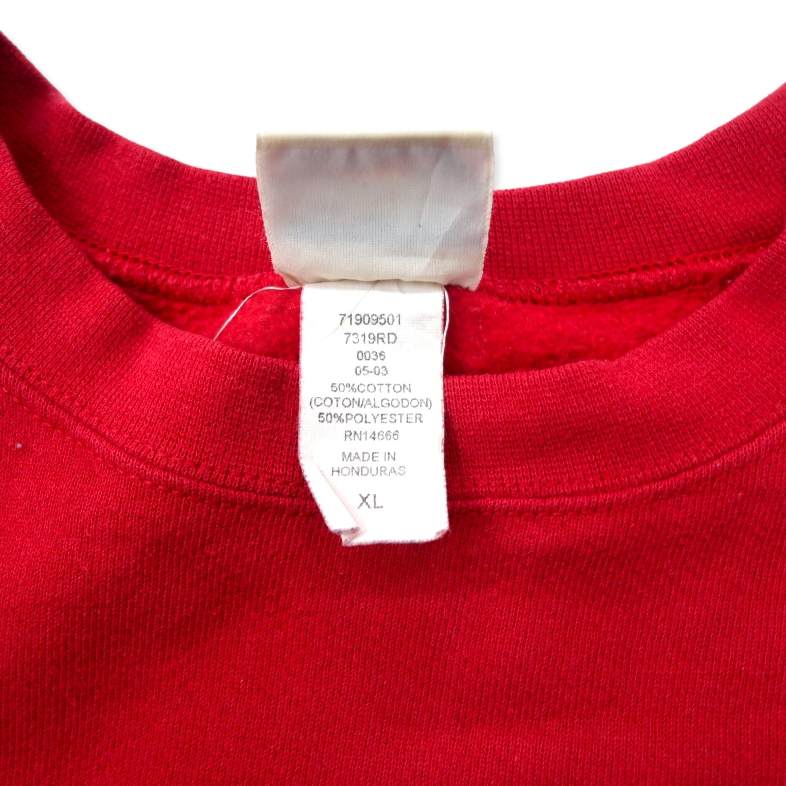 Felpa stampata Lee College XL, rossa, cotone pesante, stampa sul retro, EWS, made in Honduras