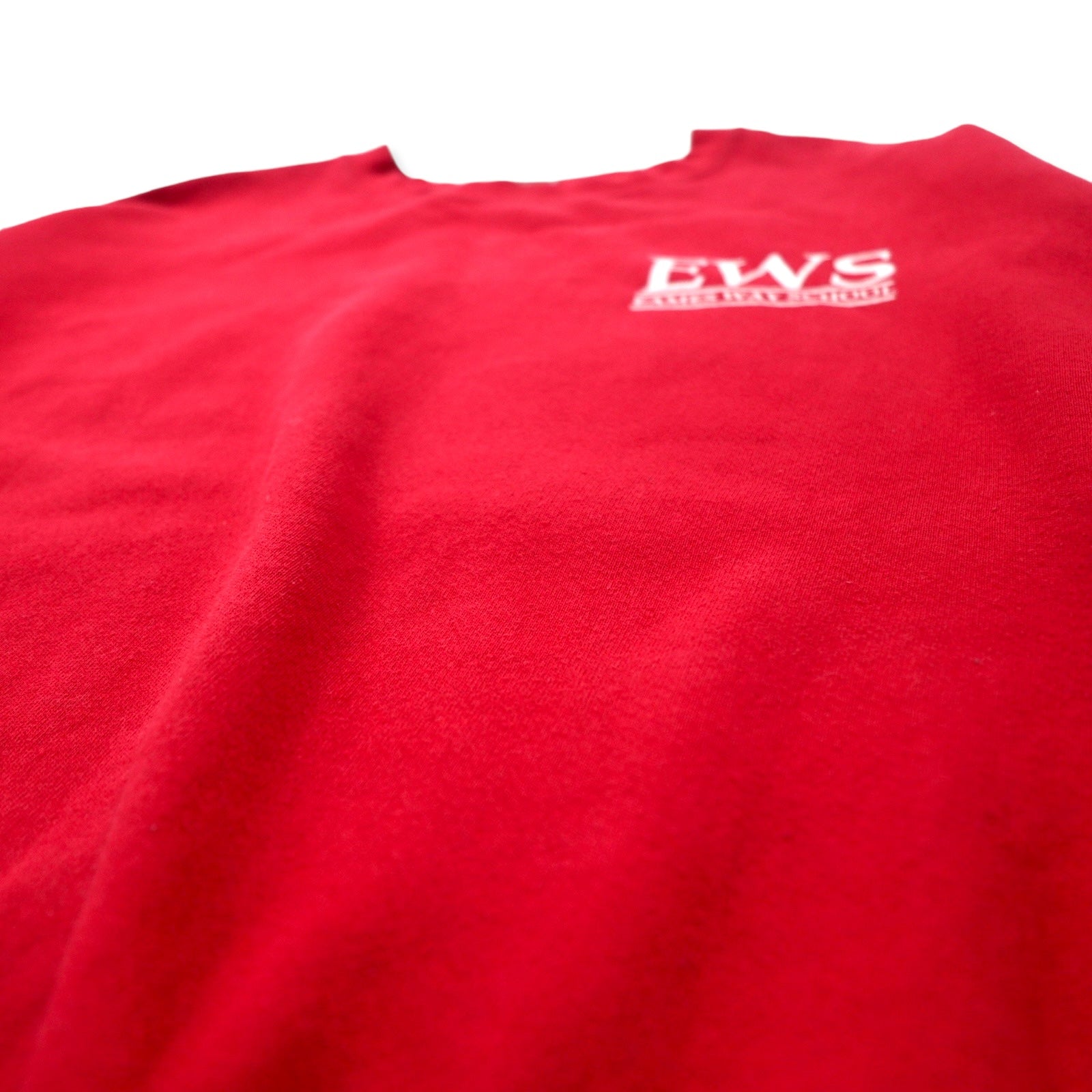 Felpa stampata Lee College XL, rossa, cotone pesante, stampa sul retro, EWS, made in Honduras