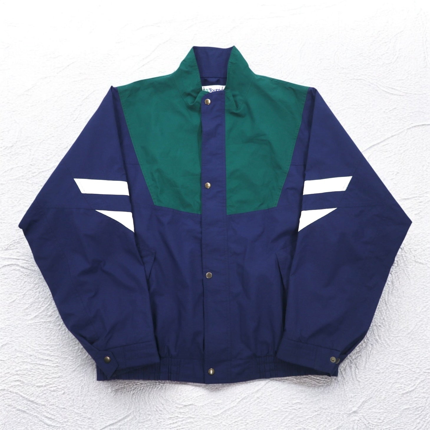 Vintage anni '90 USA Made Windbreaker TOURNEY anni '90 Prodotto negli USA Gore-Tex GORE-TEX Giacca in nylon XXL Verde Navy Impermeabile