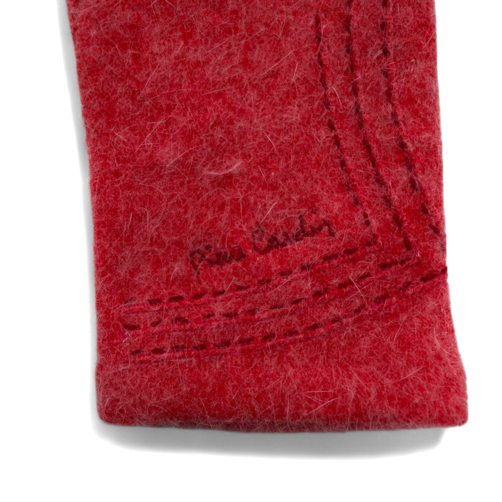 Pierre Cardin Guanti in maglia shaggy rosa in lana con cuciture e logo ricamato da donna