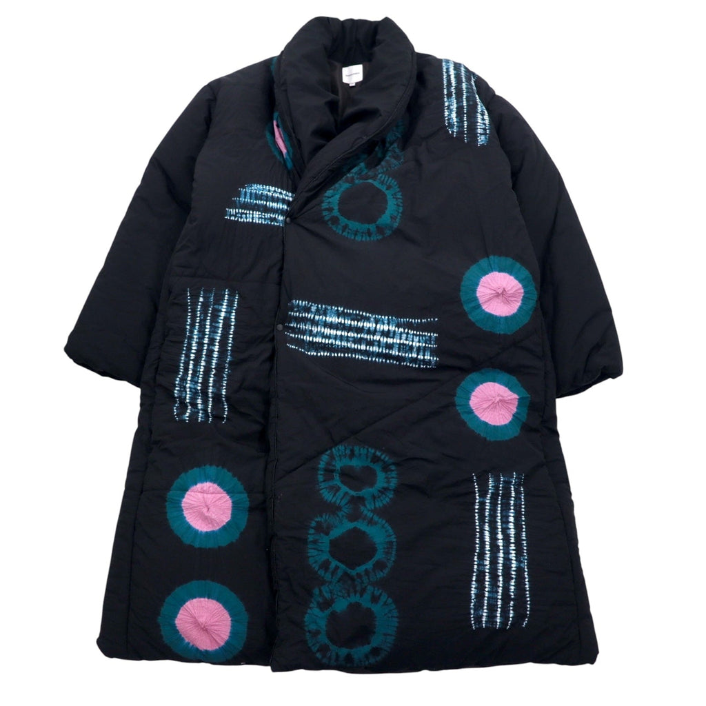 Sasquatchfabrix. Cappotto imbottito ORIENTAL DOWN COAT S nero, fantasia, tie-dye, bottoni a pressione 20AW-JKH-002