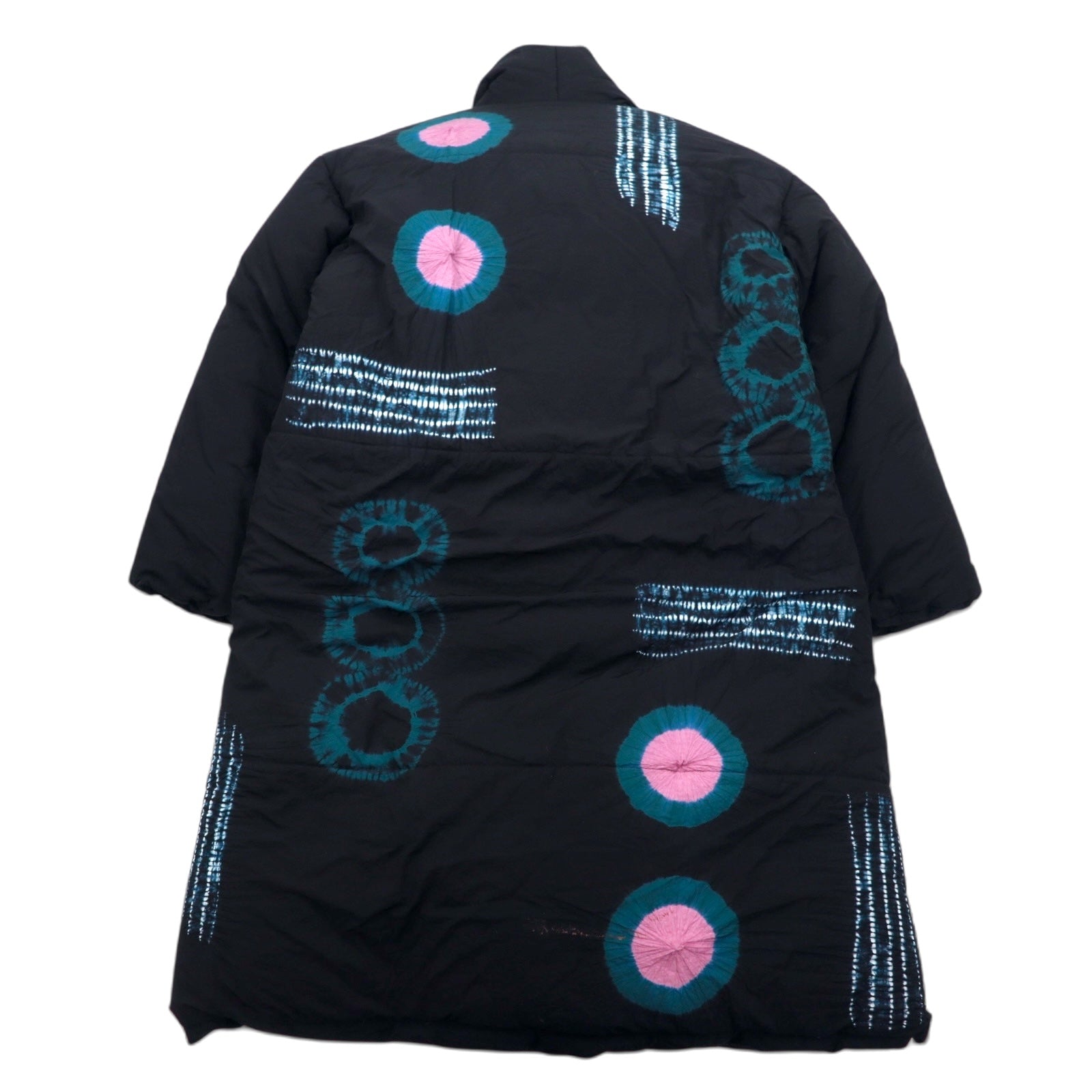 Sasquatchfabrix. Cappotto imbottito ORIENTAL DOWN COAT S nero, fantasia, tie-dye, bottoni a pressione 20AW-JKH-002