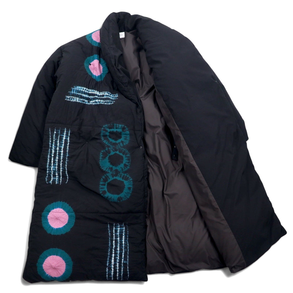 Sasquatchfabrix. Cappotto imbottito ORIENTAL DOWN COAT S nero, fantasia, tie-dye, bottoni a pressione 20AW-JKH-002