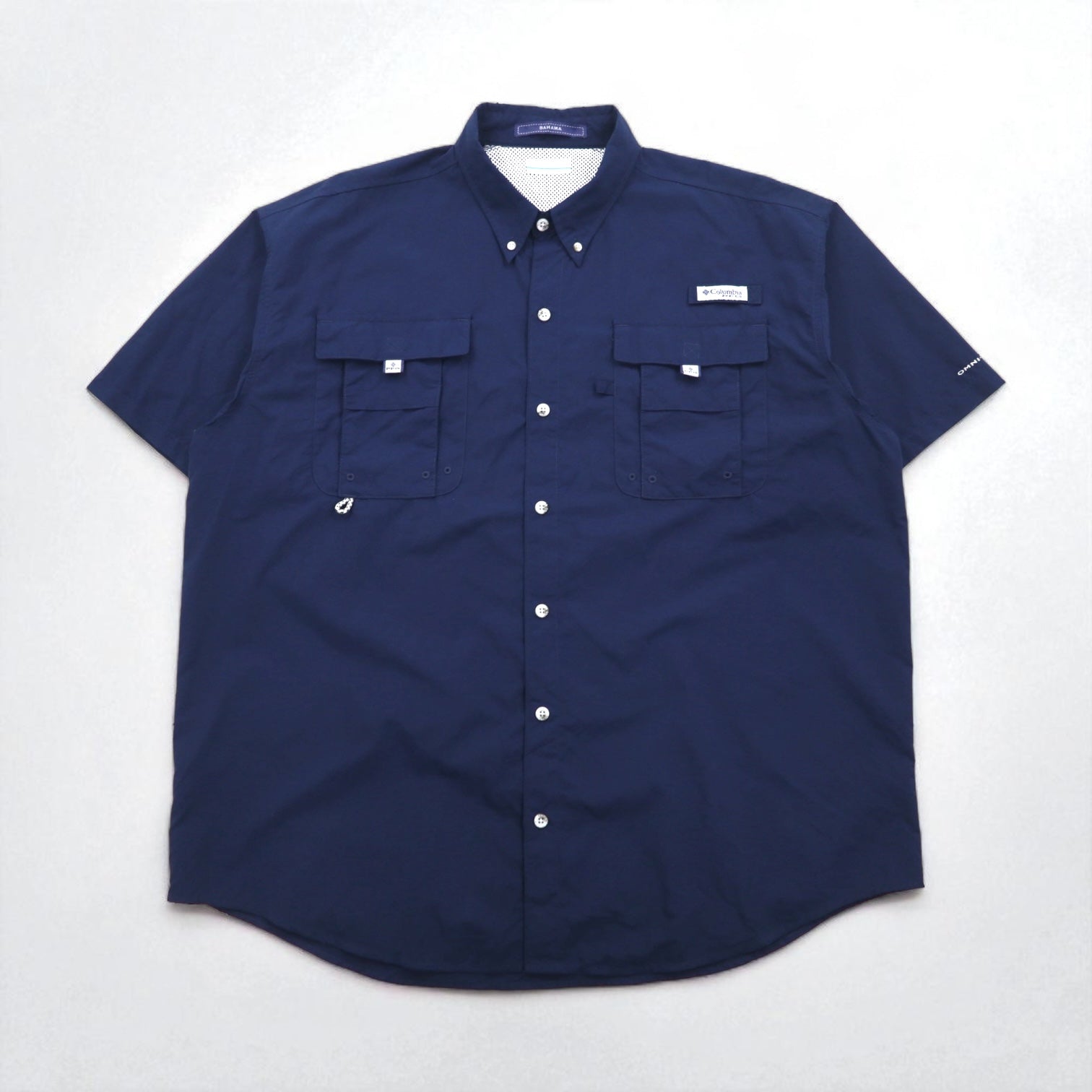 Columbia PFG Bahama II Camicia a maniche corte da pesca XL blu navy in nylon OMNI-SHADE FM7047