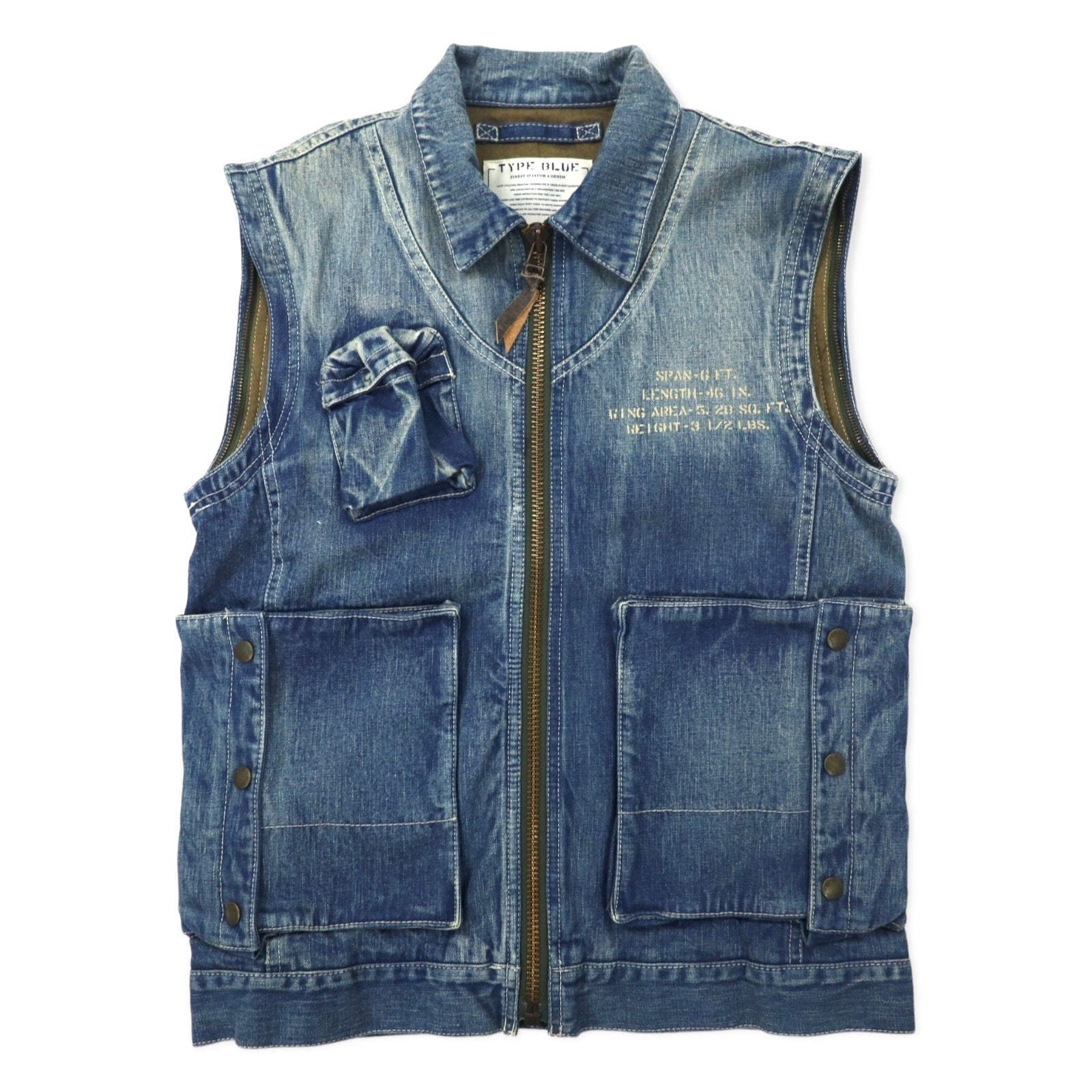AVIREX Giacca in denim 2WAY con maniche in pelle staccabili E-1 Radio Vest L Blu Cotone Pelle di cavallo Horsehide 6132105