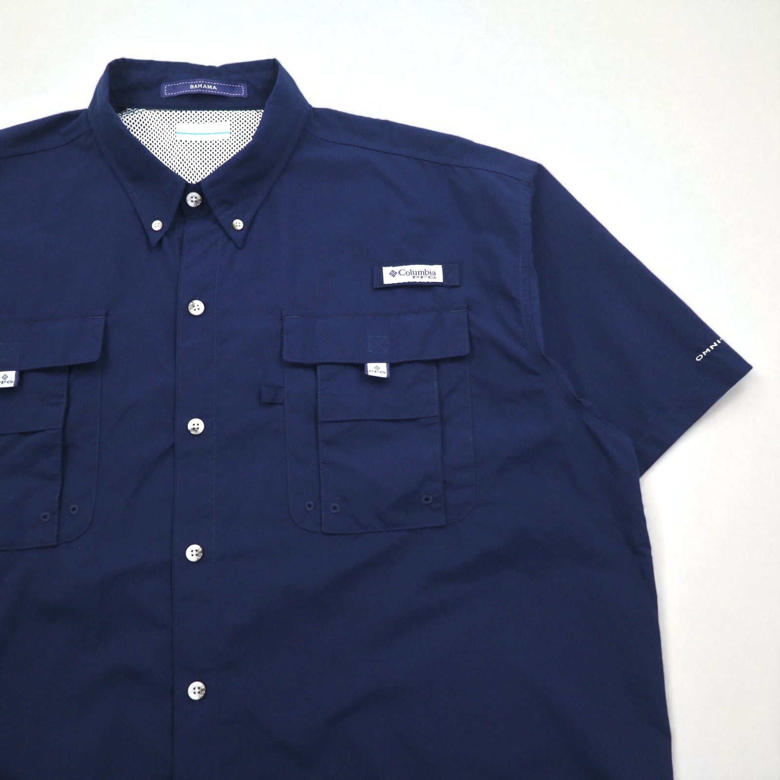 Columbia PFG Bahama II Camicia a maniche corte da pesca XL blu navy in nylon OMNI-SHADE FM7047