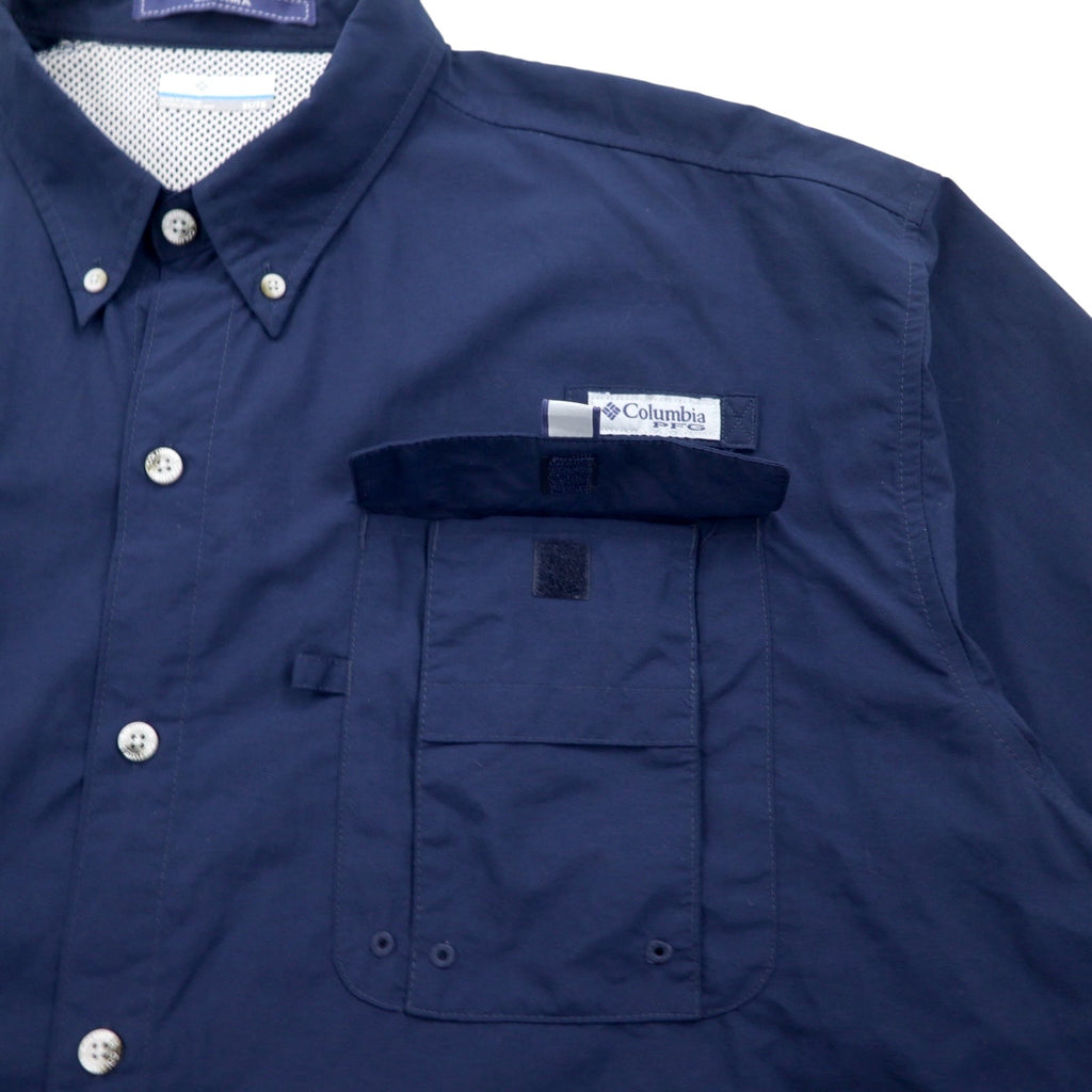 Columbia PFG バハマ2 Bahama ll ショートスリーブシャツ フィッシングシャツ XL ネイビー ナイロン OMNI-SHADE オムニシェード FM7047