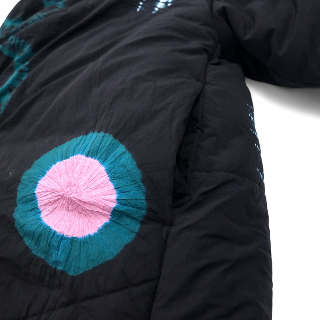 Sasquatchfabrix. Cappotto imbottito ORIENTAL DOWN COAT S nero, fantasia, tie-dye, bottoni a pressione 20AW-JKH-002